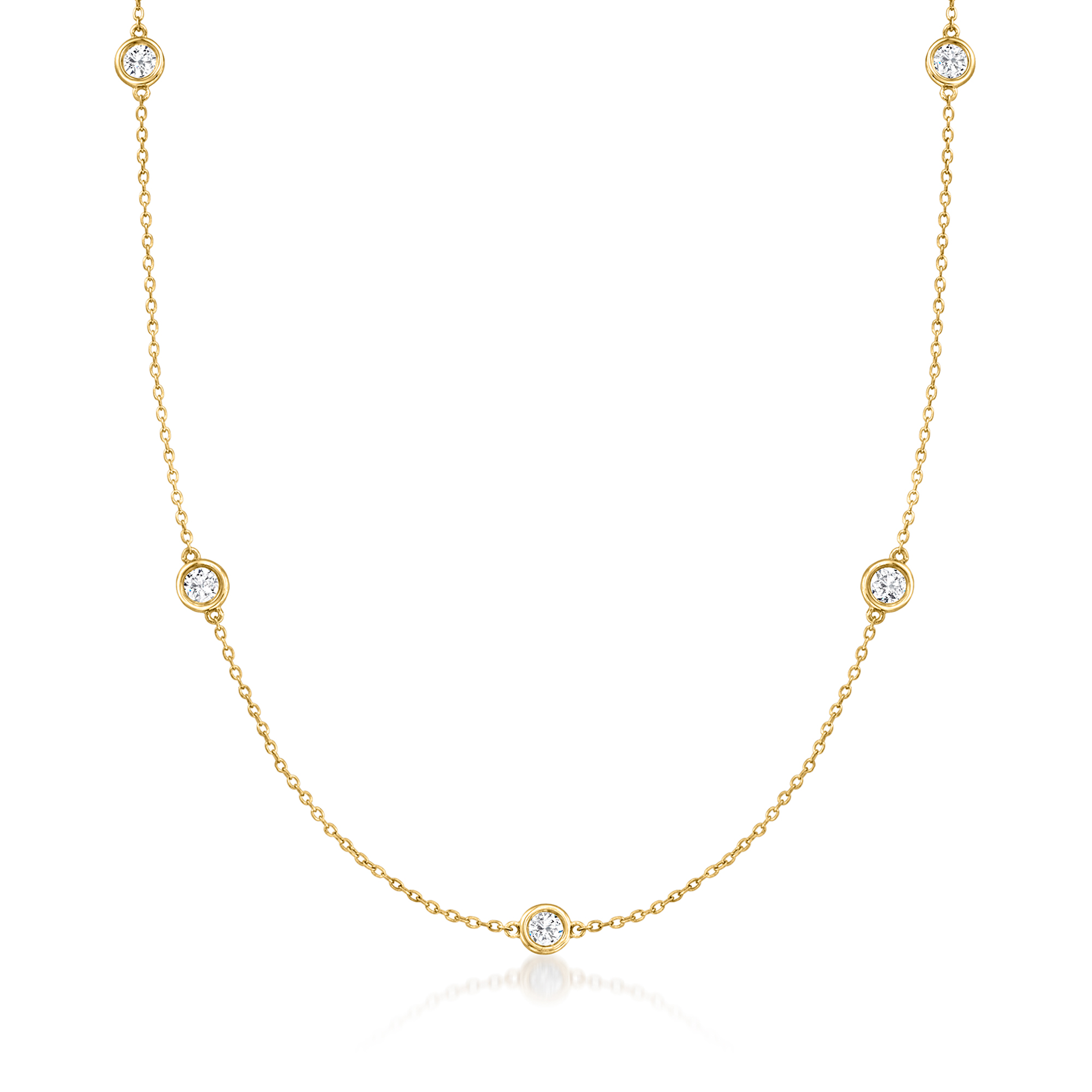 100 ct tw BezelSet Diamond Station Necklace in 14kt Yellow Gold