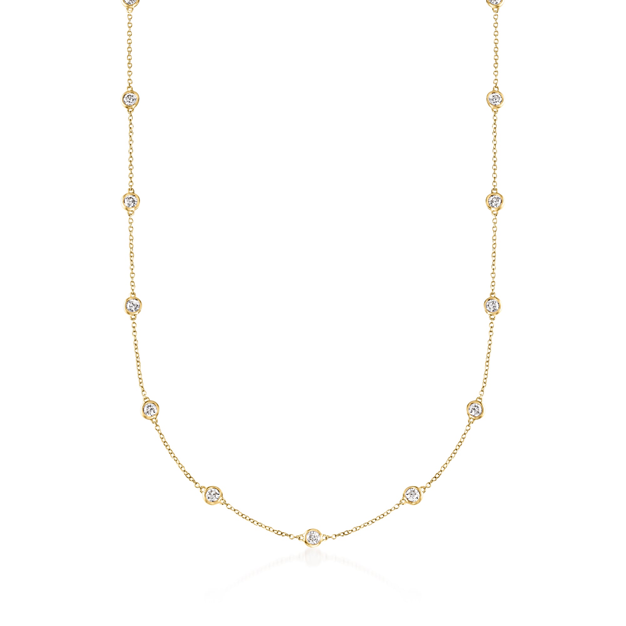 200 ct tw BezelSet Diamond Station Necklace in 14kt Yellow Gold