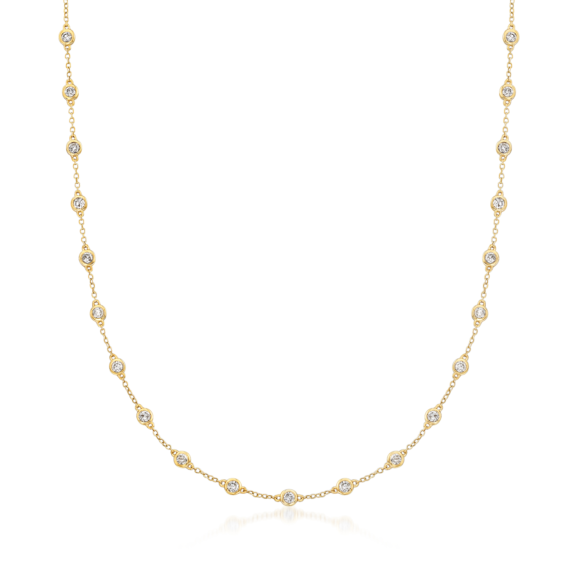 200 ct tw BezelSet Diamond Station Necklace in 14kt Yellow Gold