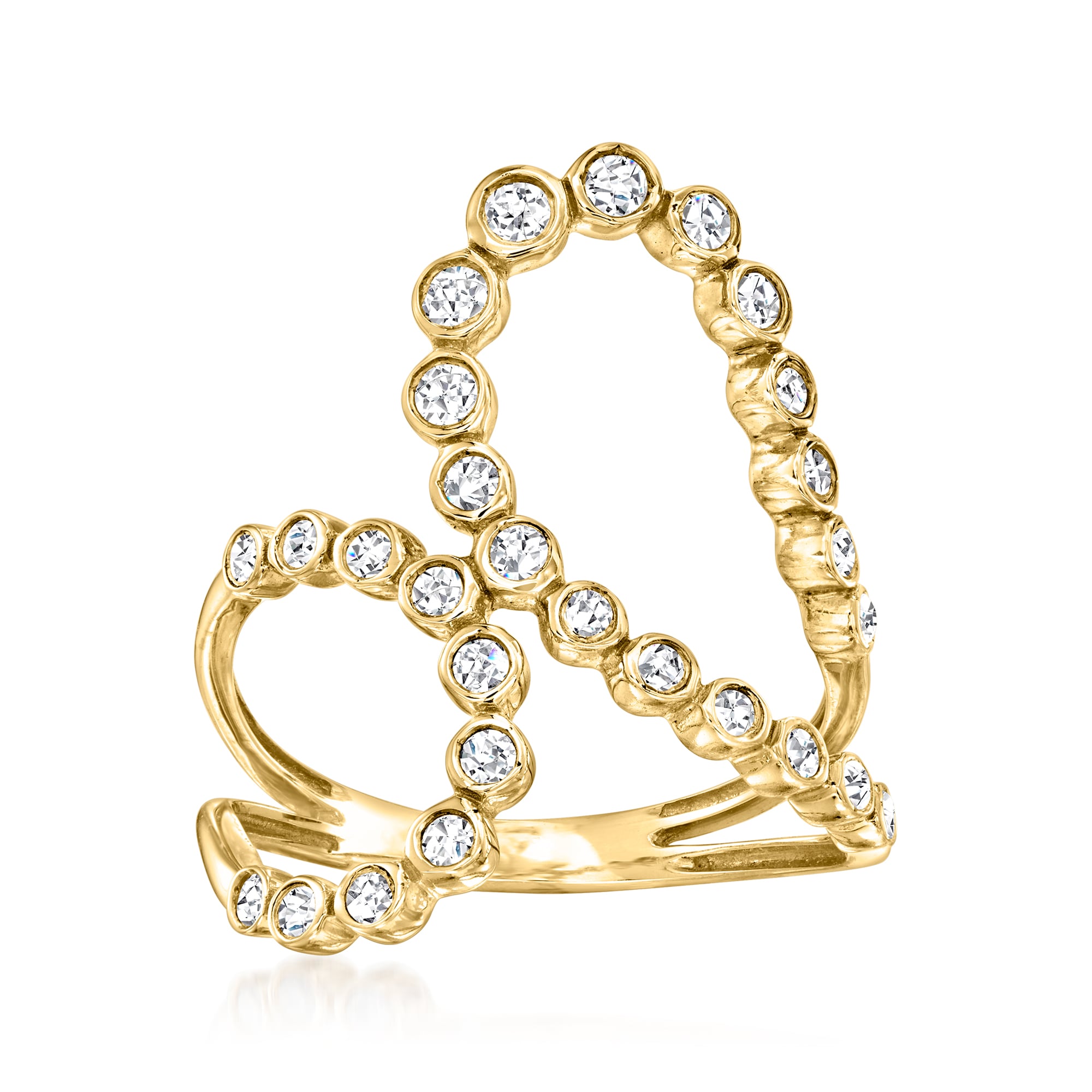 50 ct tw BezelSet Diamond DoubleLoop Ring in 14kt Yellow Gold