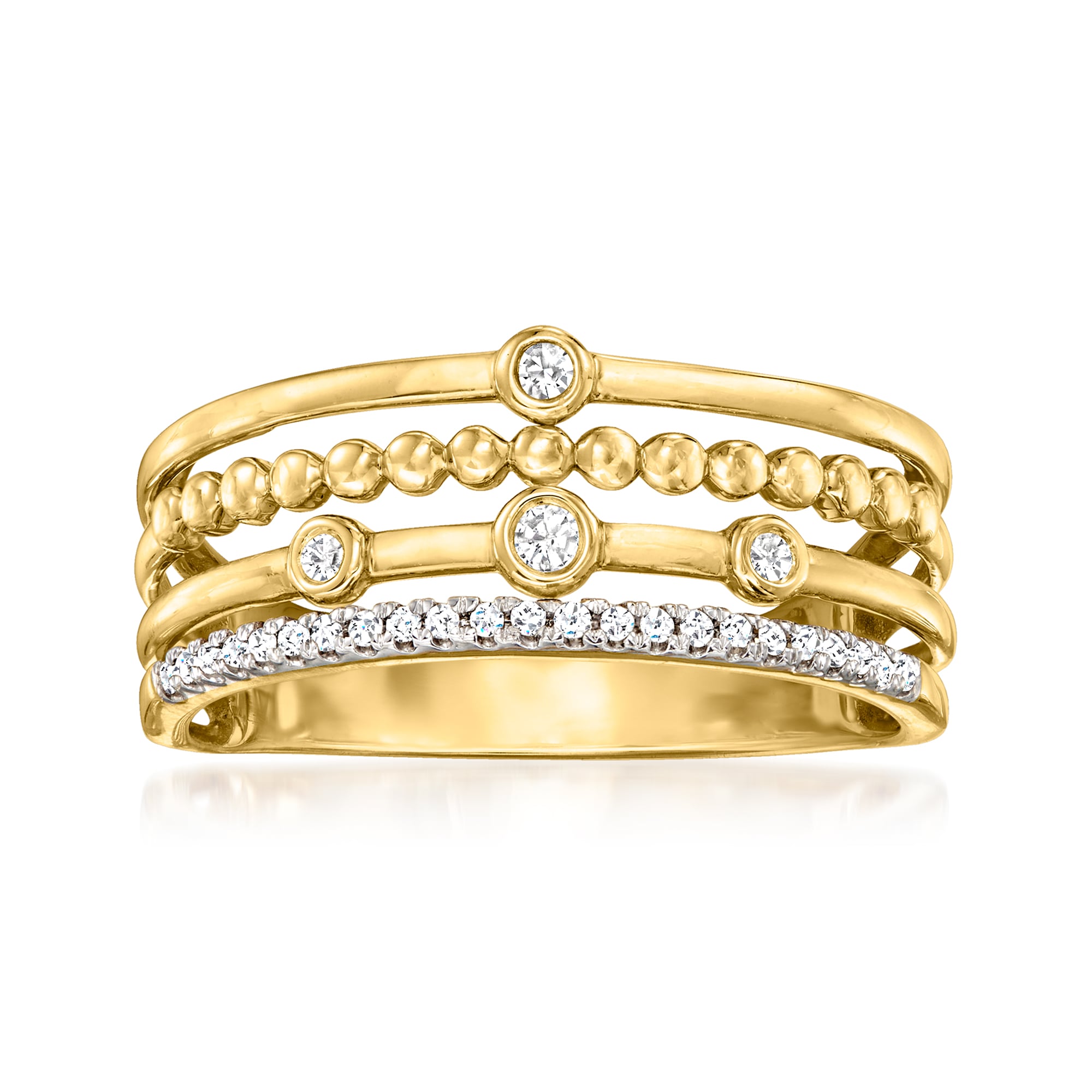 10 ct tw BezelSet Diamond MultiRow Ring in 14kt Yellow Gold