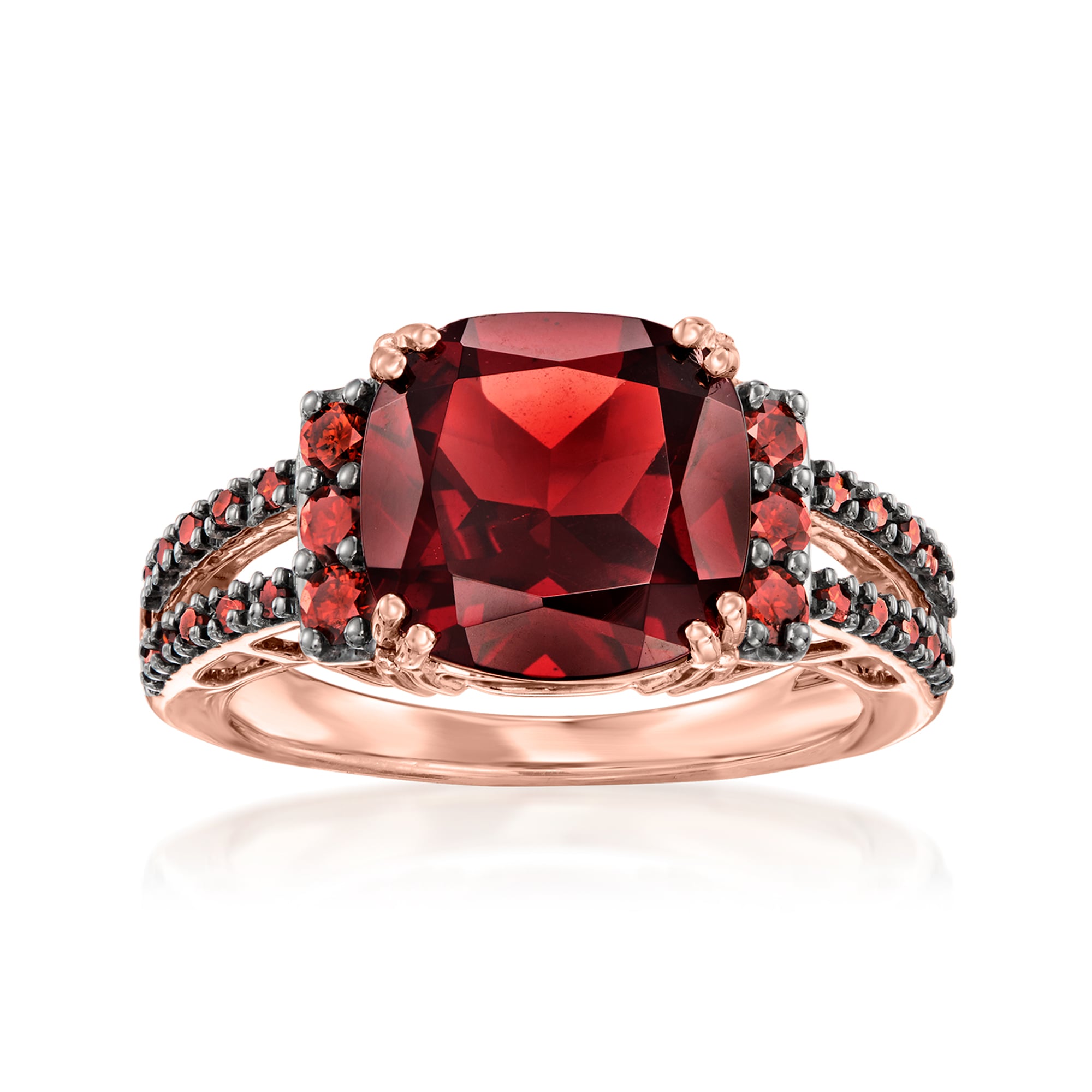400 Carat Garnet and 31 ct tw Red Diamond Ring in 14kt Rose Gold