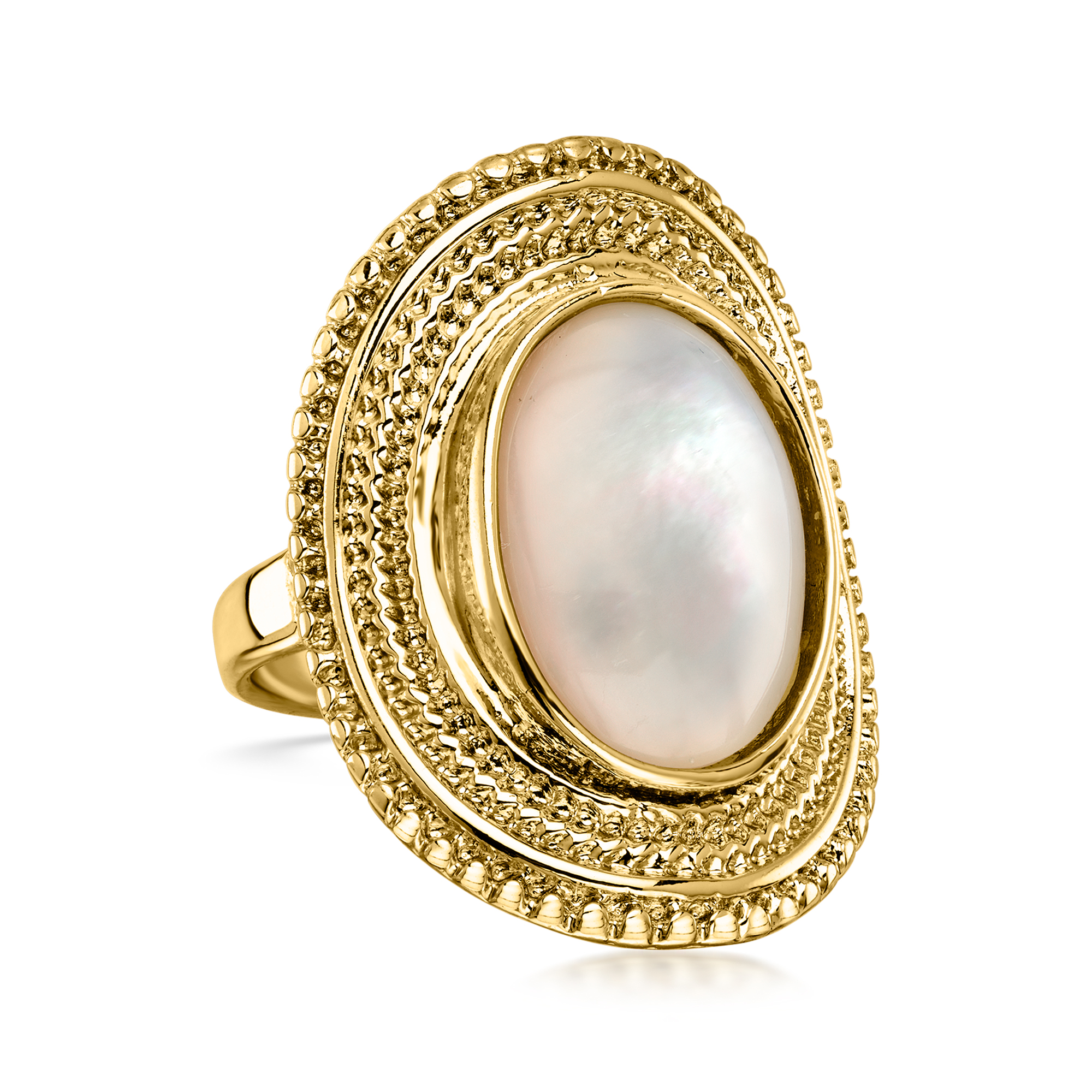 Italian 14kt Yellow GoldPlated Ring with MotherofPearl