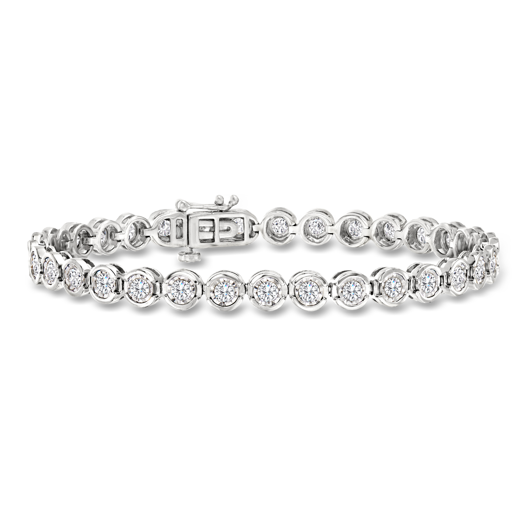 300 ct tw BezelSet Diamond Tennis Bracelet in Sterling Silver
