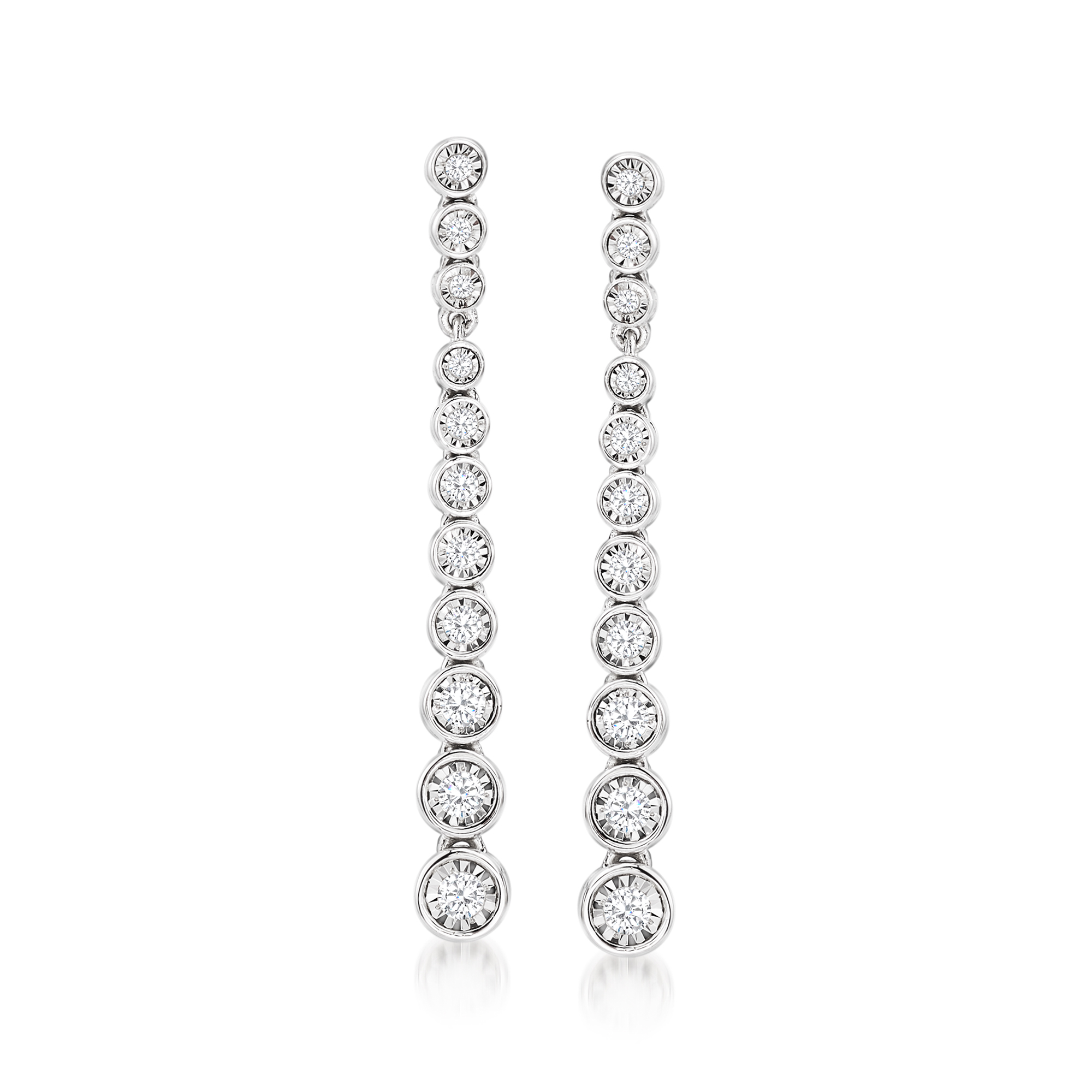 50 ct tw BezelSet Diamond Drop Earrings in Sterling Silver