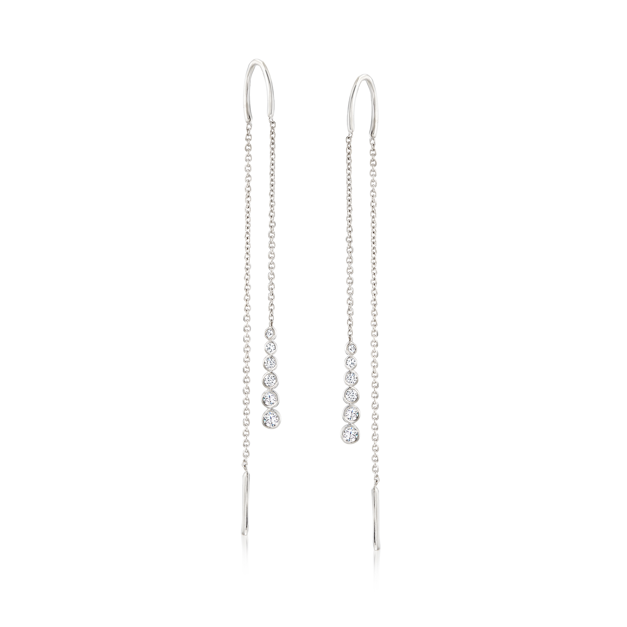25 ct tw Bezel Set Diamond Threader Earrings in Sterling Silver