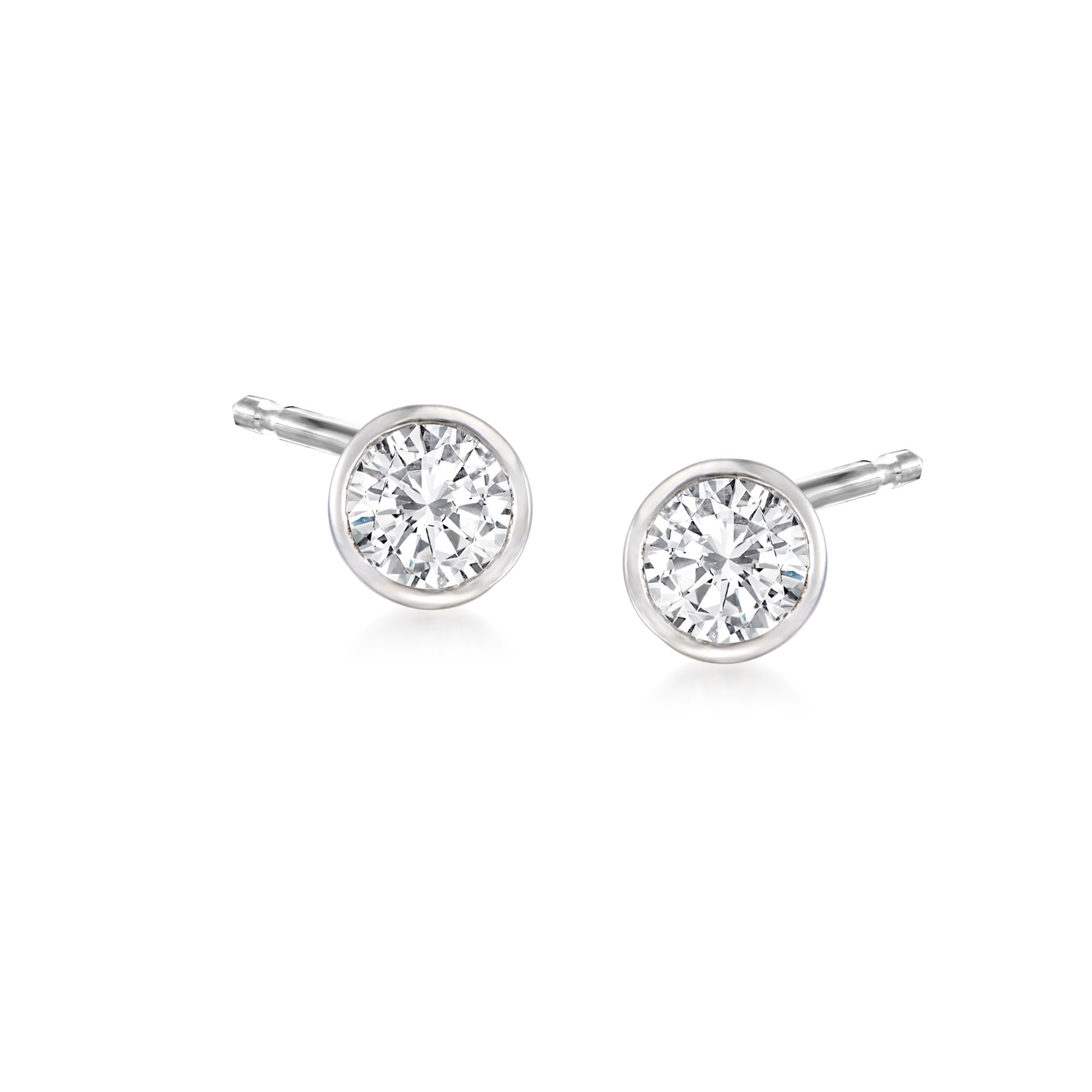 20 ct tw BezelSet Diamond Stud Earrings in Sterling Silver