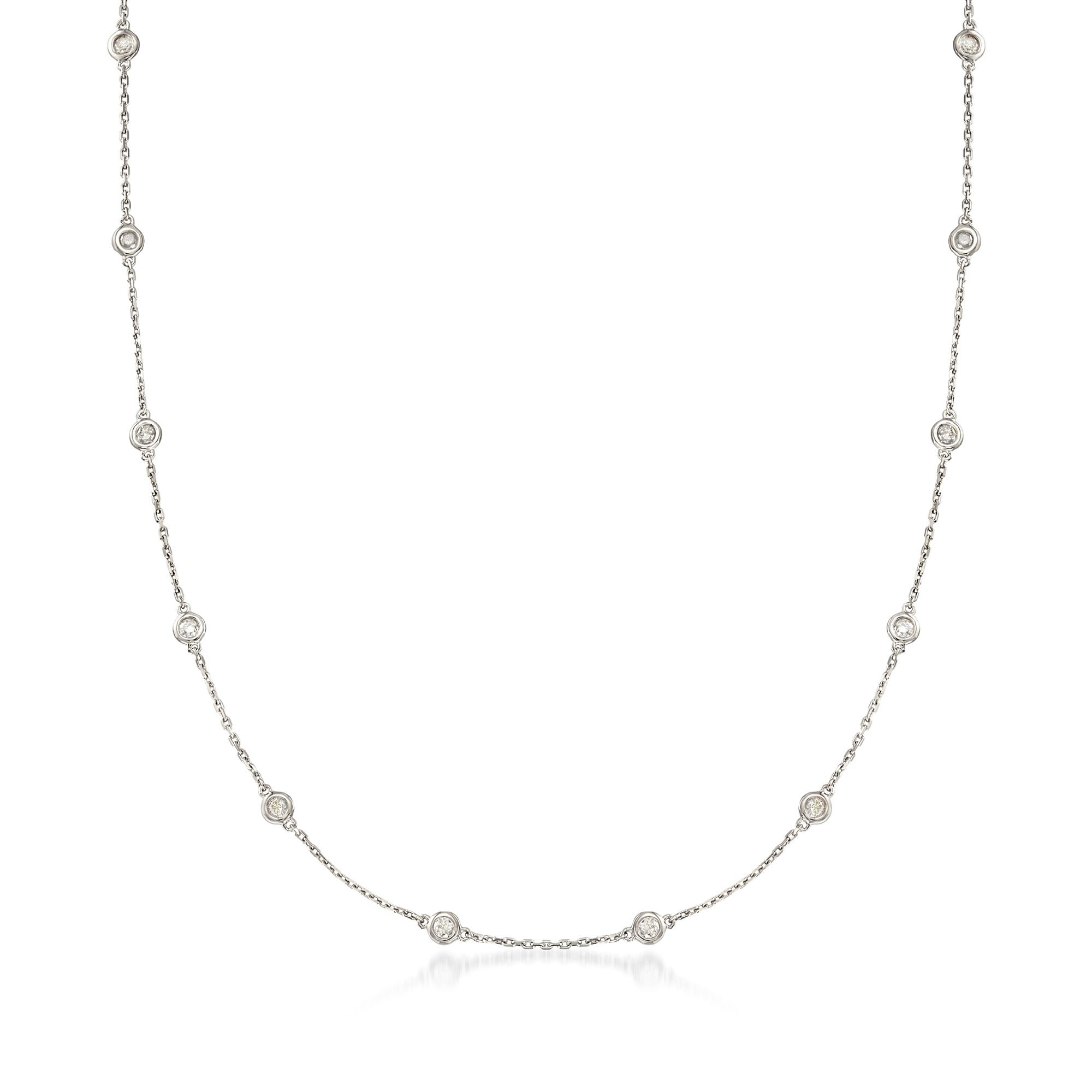 100 ct tw BezelSet Diamond Station Necklace in Sterling Silver