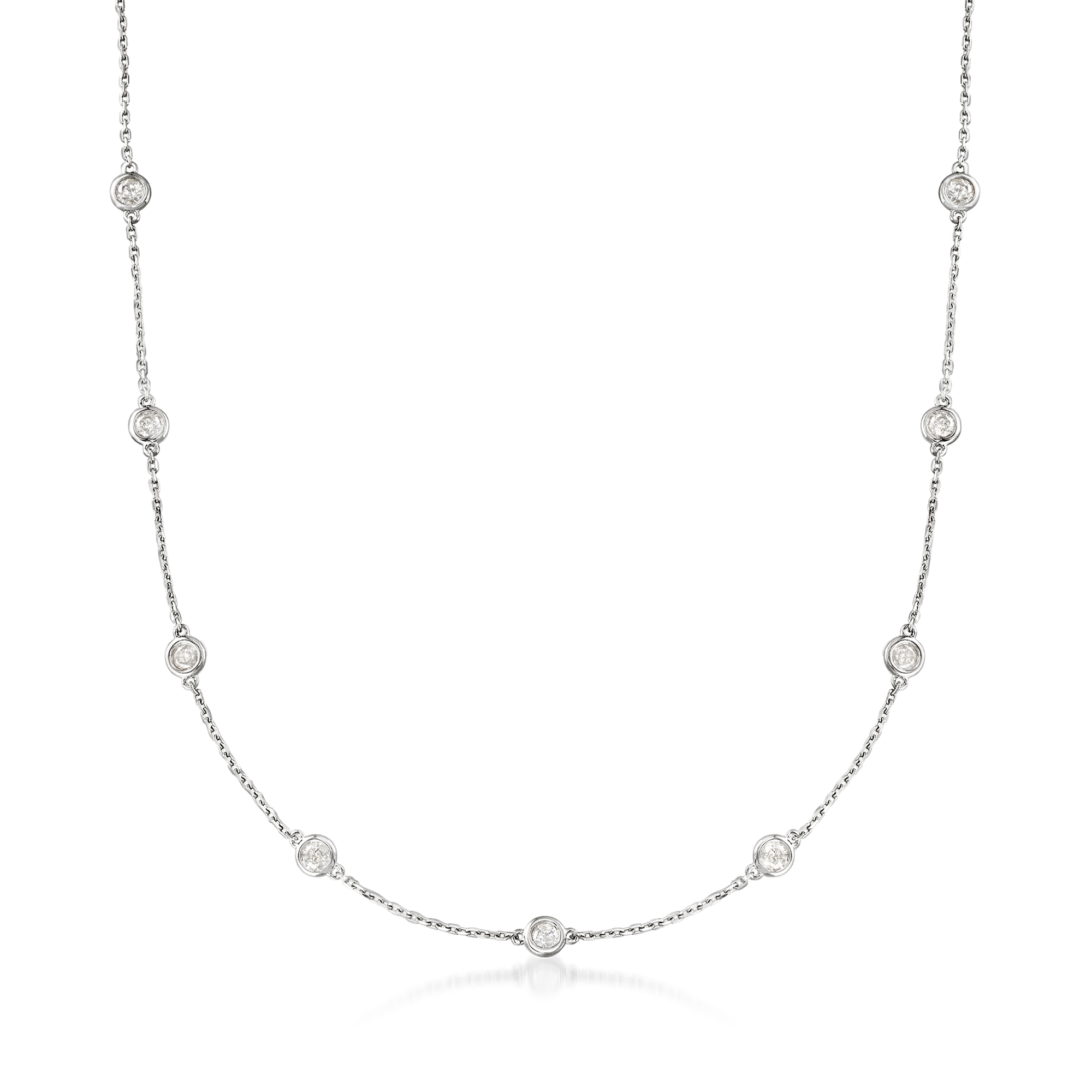 200 ct tw BezelSet Diamond Station Necklace in Sterling Silver