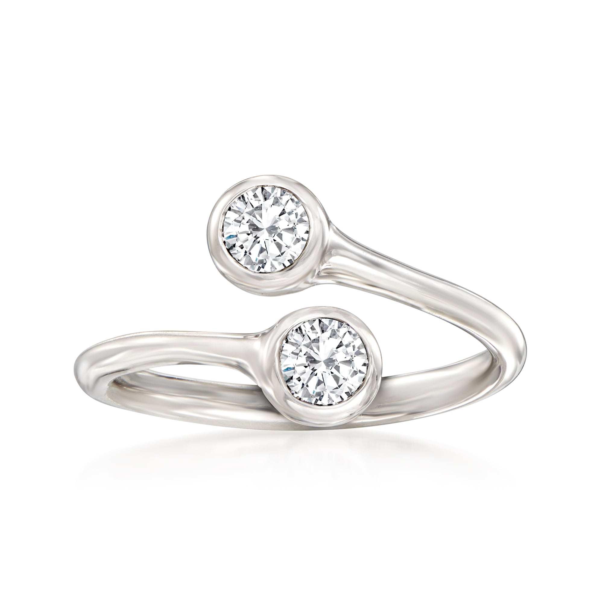 70 ct tw BezelSet Diamond Bypass Ring in Platinum
