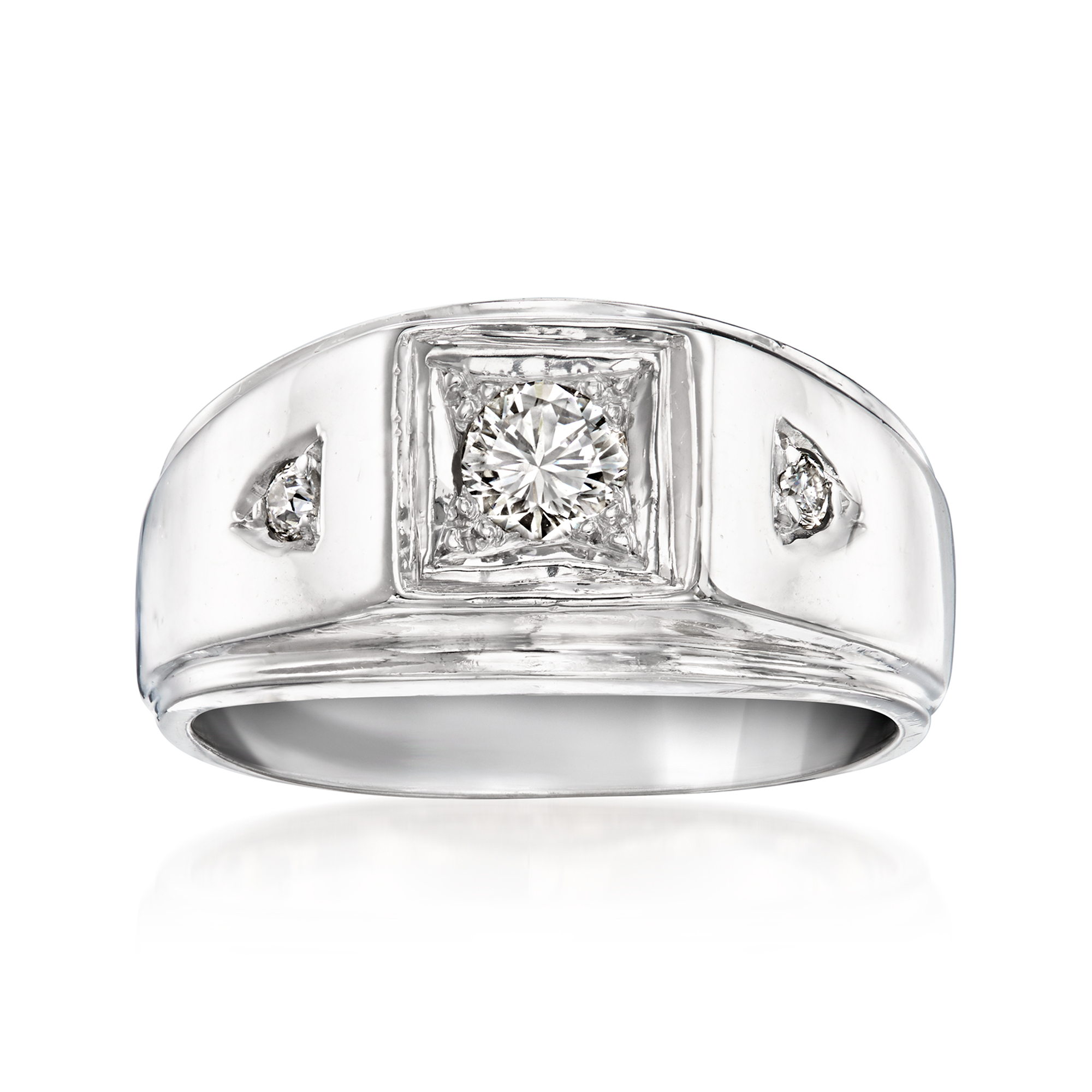 C 1970 Vintage 36 ct tw Diamond Ring in 14kt White Gold