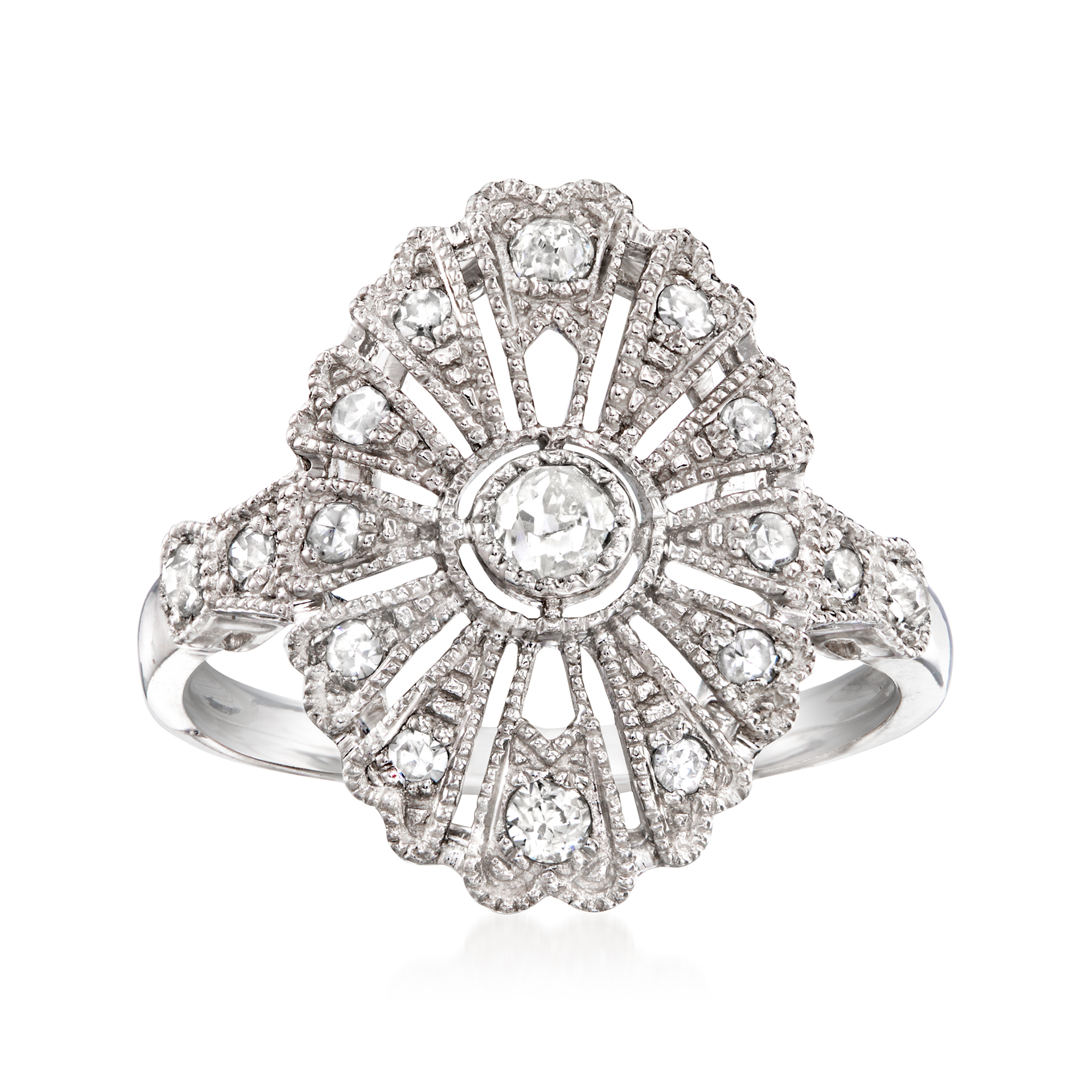 C 2000 Vintage 36 ct tw Diamond Filigree Ring in Platinum
