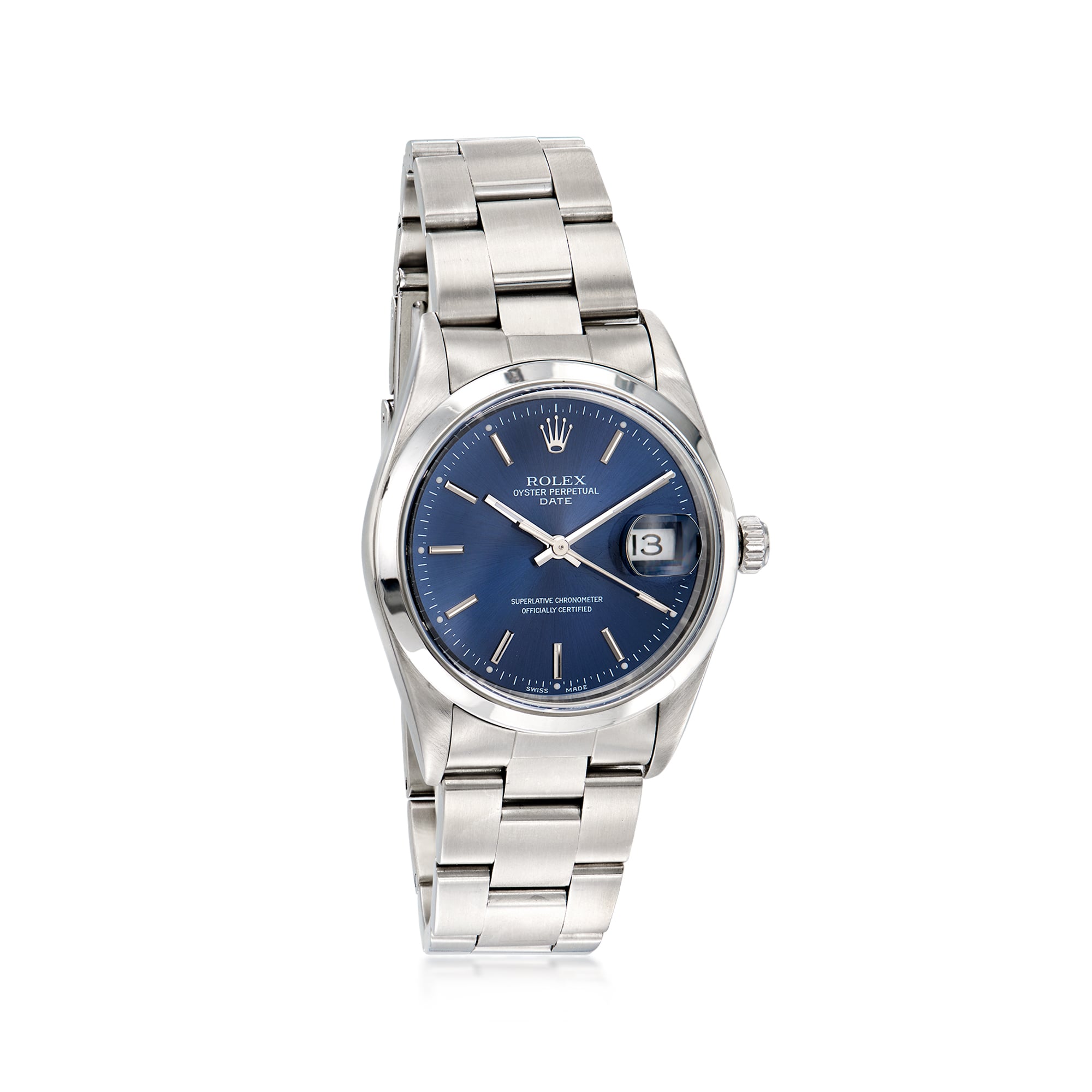 PreOwned Rolex Date Mens 34mm Automatic Stainless Steel Watch