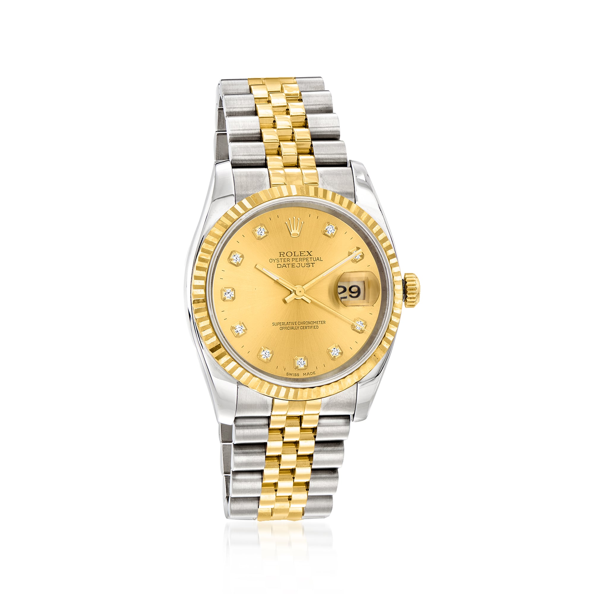 PreOwned Rolex Datejust Mens 36mm Automatic Stainless Steel and 18kt Yellow Gold Watch