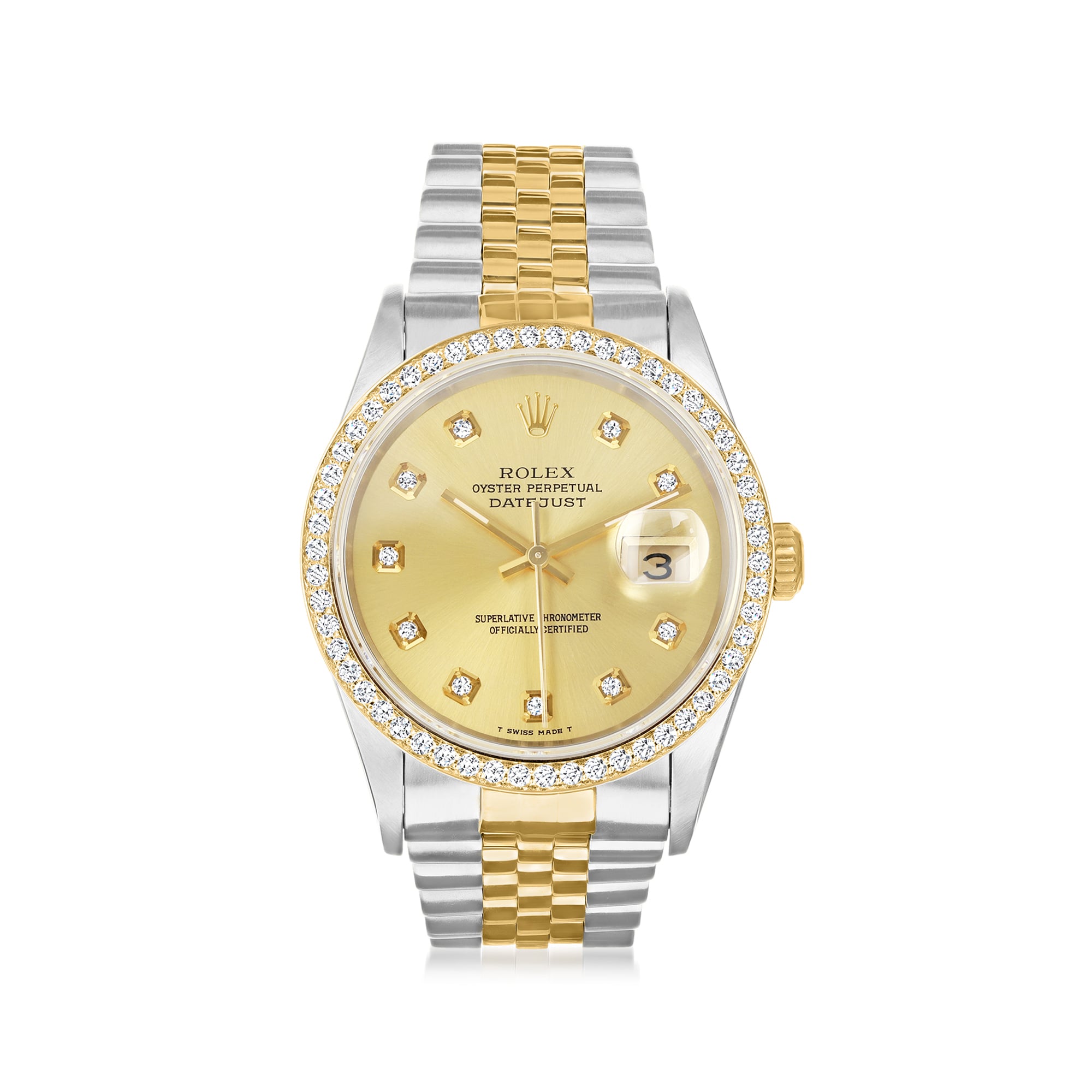 PreOwned Rolex Datejust Mens 36mm Automatic Stainless Steel Watch with 14kt and 18kt Yellow Gold
