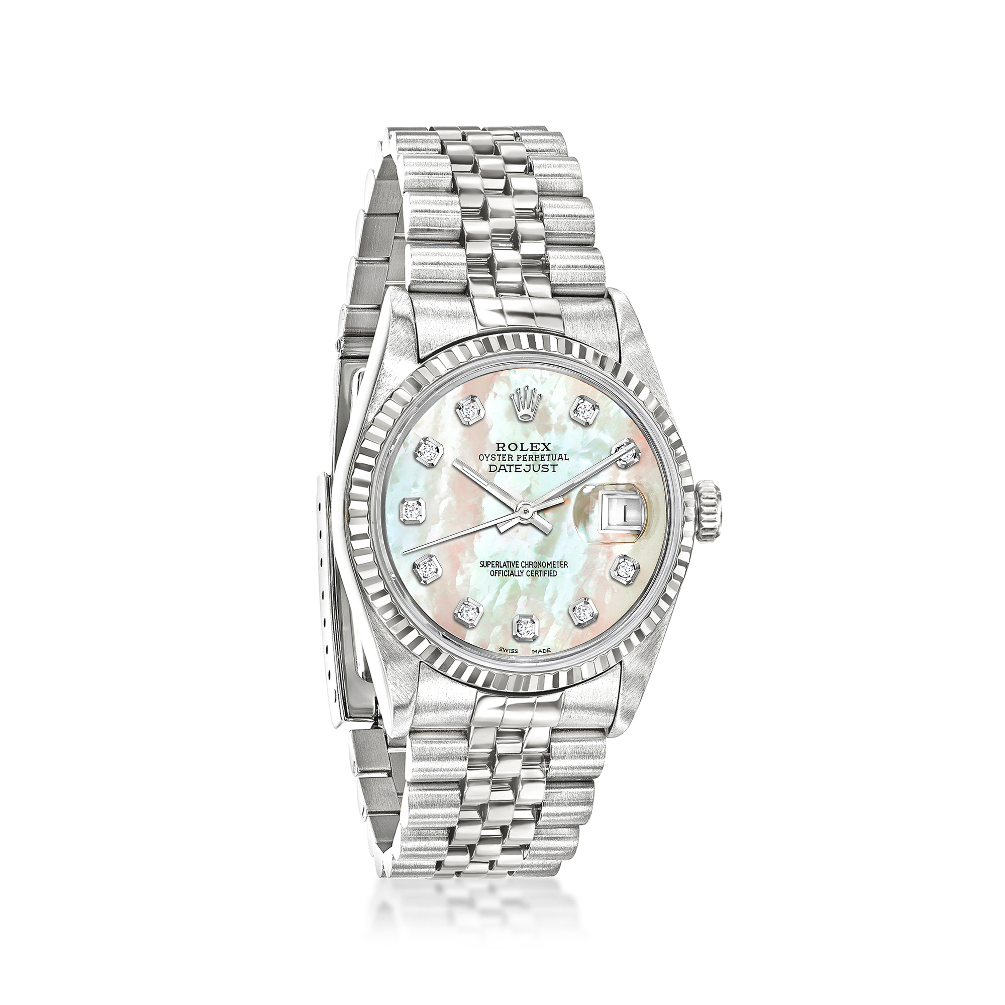 PreOwned Rolex Datejust Mens 36mm Automatic Stainless Steel and 18kt White Gold Watch