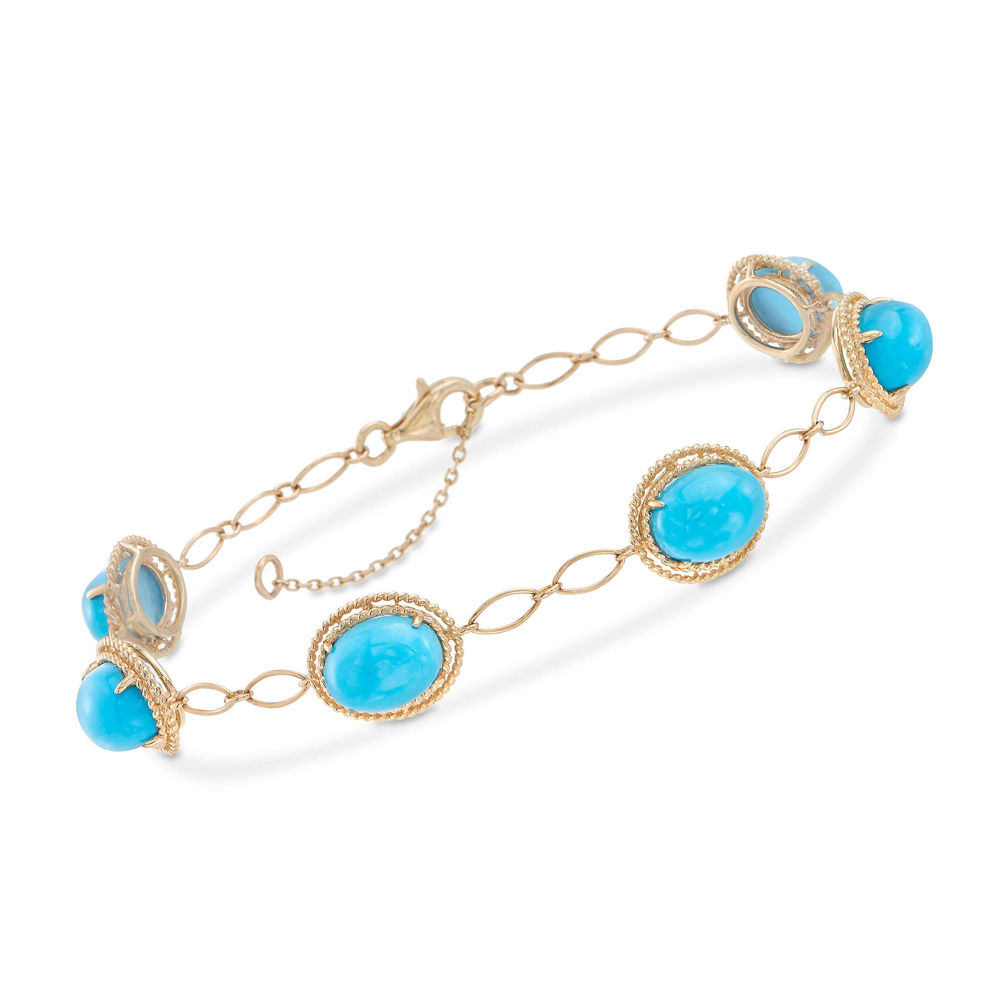 Stabilized Turquoise Bracelet in 14kt Yellow Gold. 8