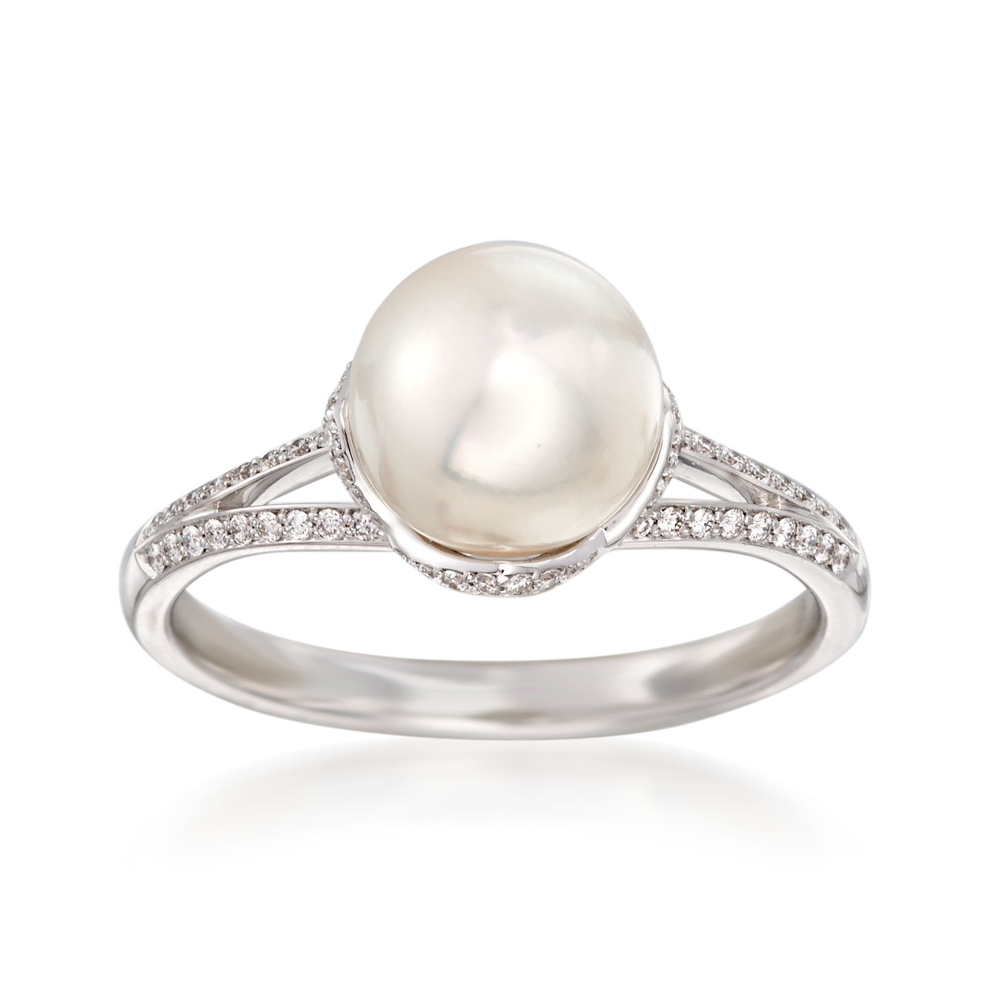 Mikimoto 8-8.5mm Akoya Pearl Ring with Diamonds in 18kt