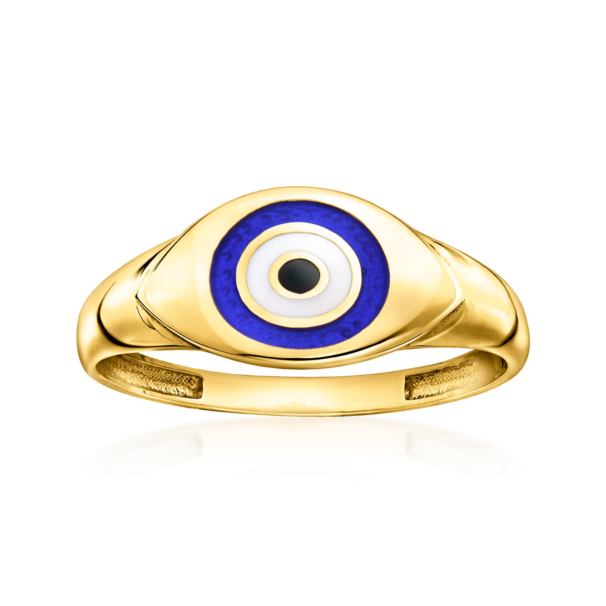 10kt Yellow Gold Evil Eye Ring with Multicolored Enamel