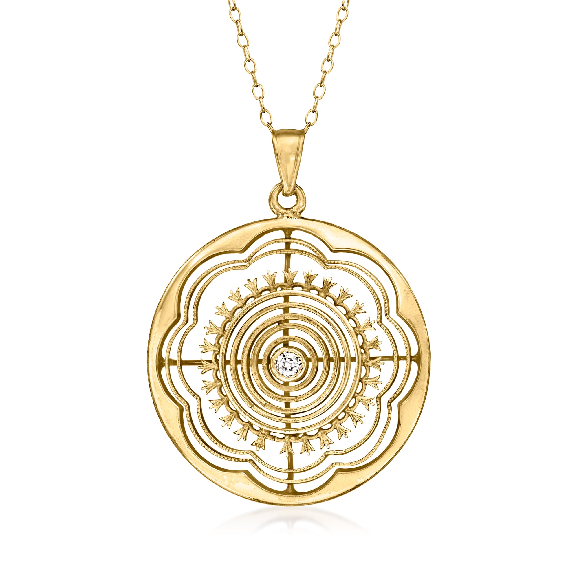 C. 1900 Vintage Diamond-Accented Concentric Circle Pendant