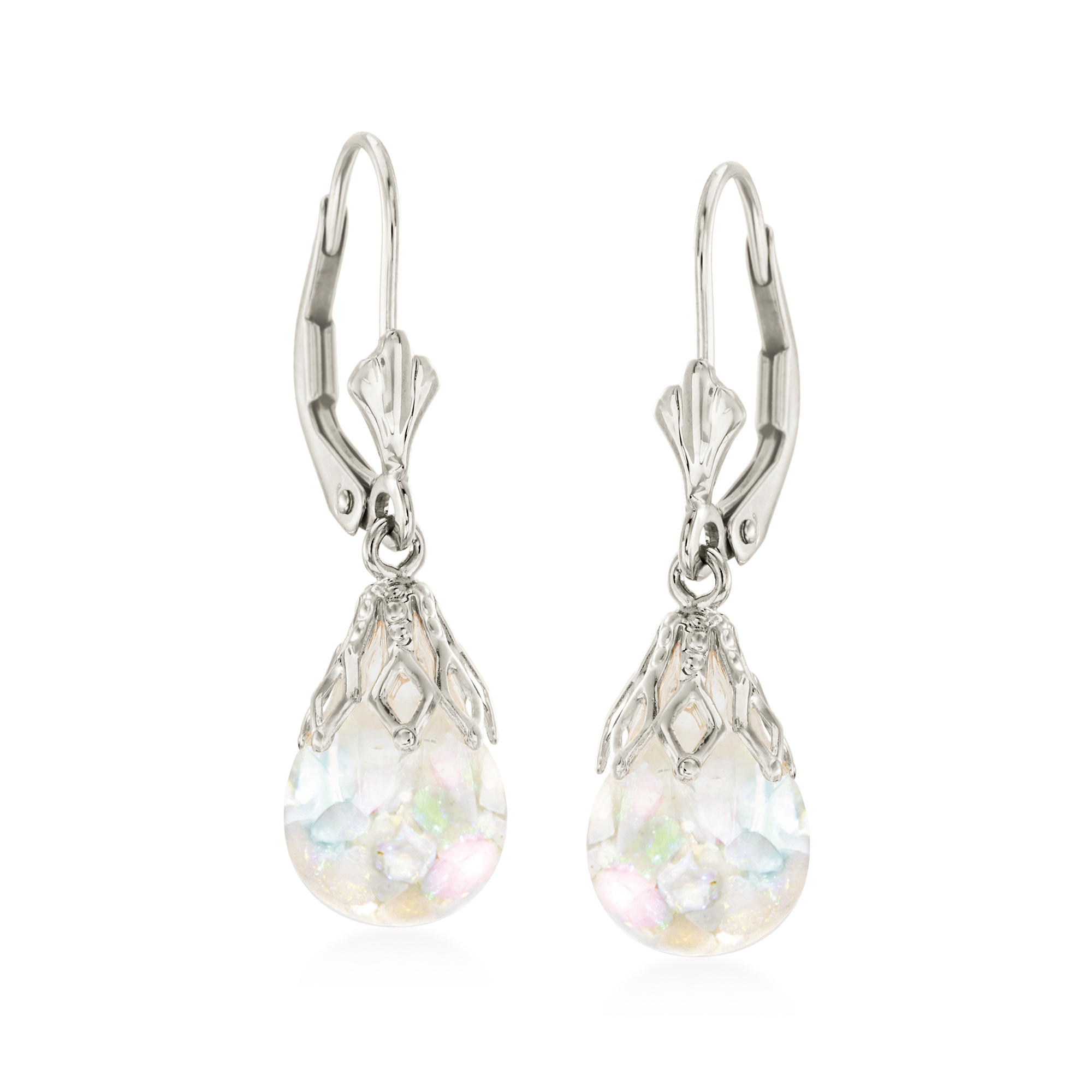 Ethiopian floating opal Sterling silver earrings,