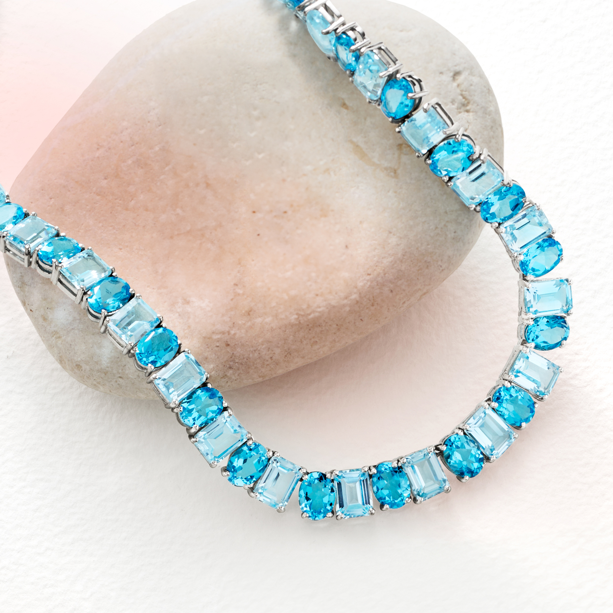 85.00 ct. t.w. Swiss and Sky Blue Topaz Necklace in Sterling