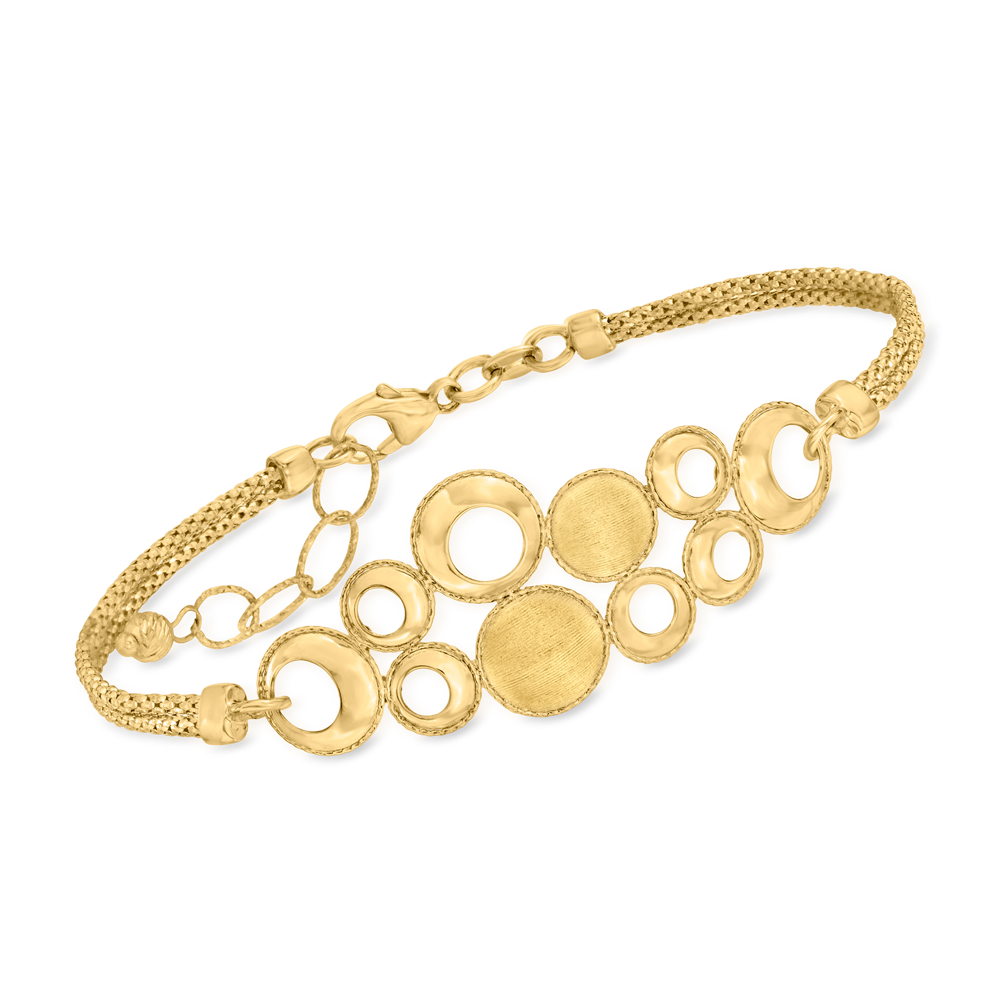Italian 14kt Yellow Gold Circle-Pattern Bracelet. 8