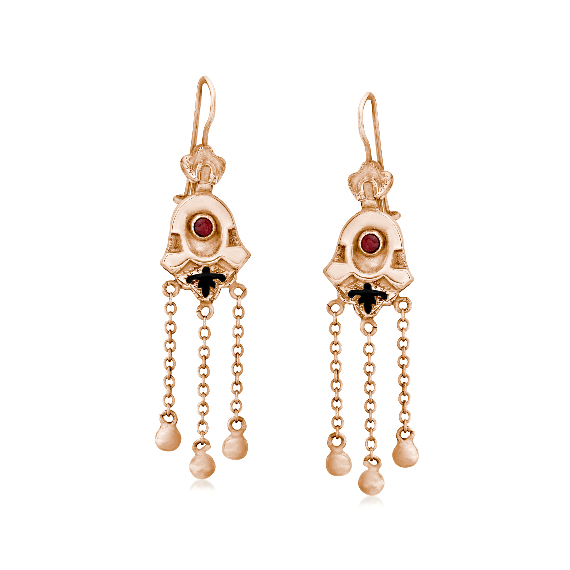 C. 1950 Vintage 10kt Rose Gold Drop Earrings with Pink