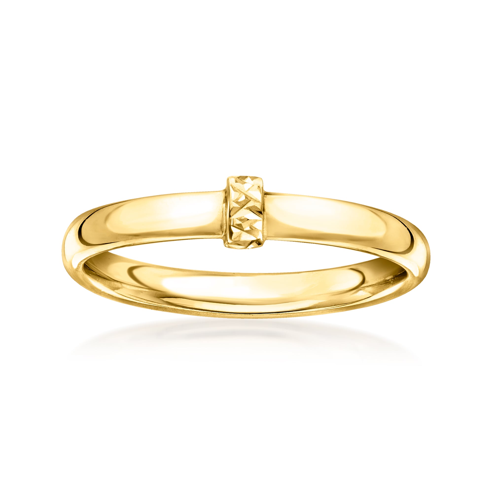 79ist【イスト】 ゴールドリング 右　10k Italian 10kt Yellow Gold Diamond-Cut Station Ring | Ross Simons