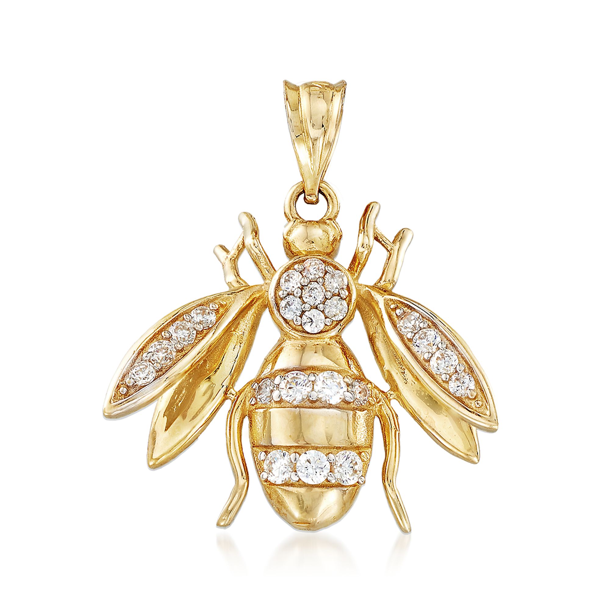 39 ct. t.w. CZ Bee Pendant in 14kt Yellow Gold