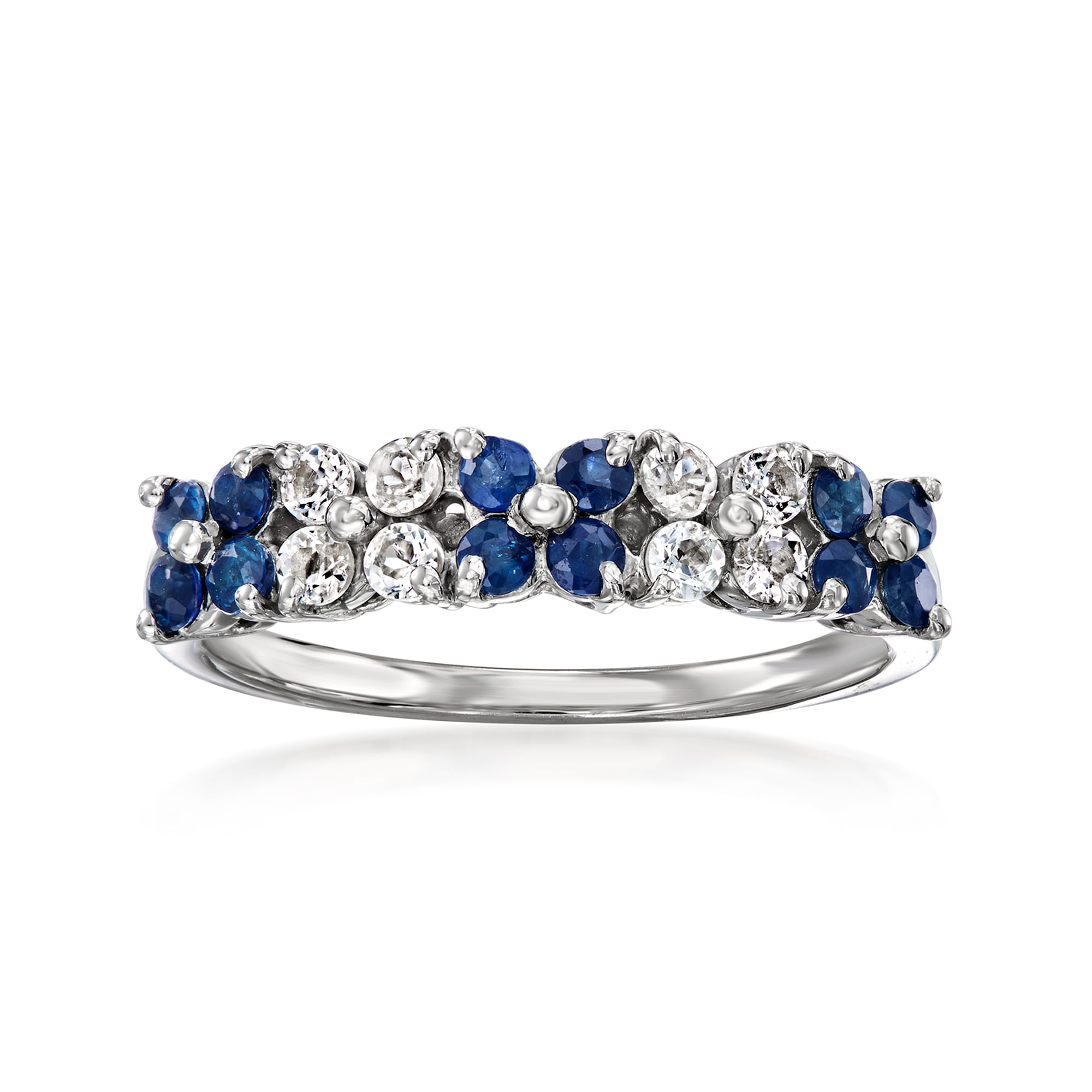 40 ct. t.w. Sapphire and .20 ct. t.w. White Topaz Floral Ring in