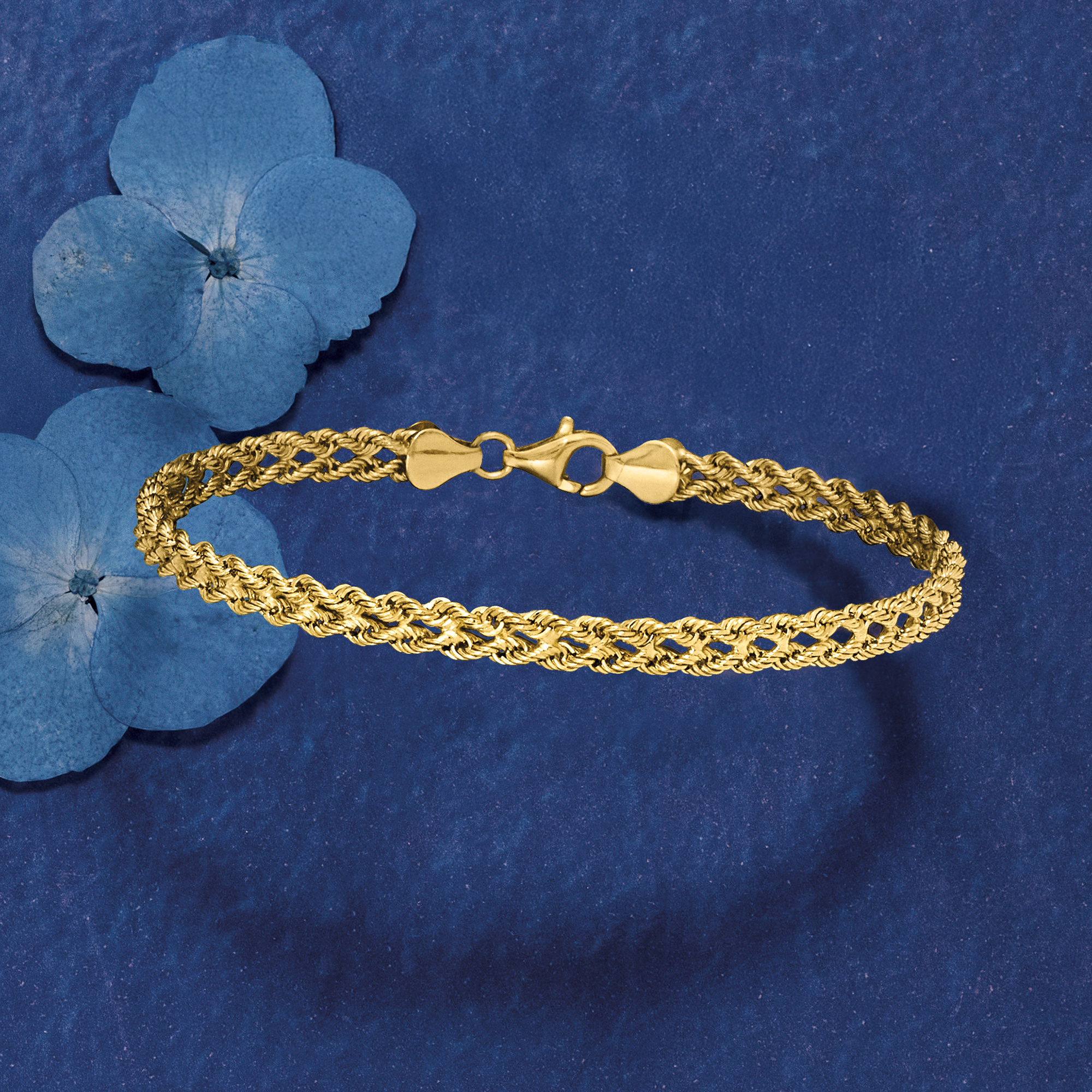 14kt Yellow Gold Double-Rope Chain Bracelet. 8
