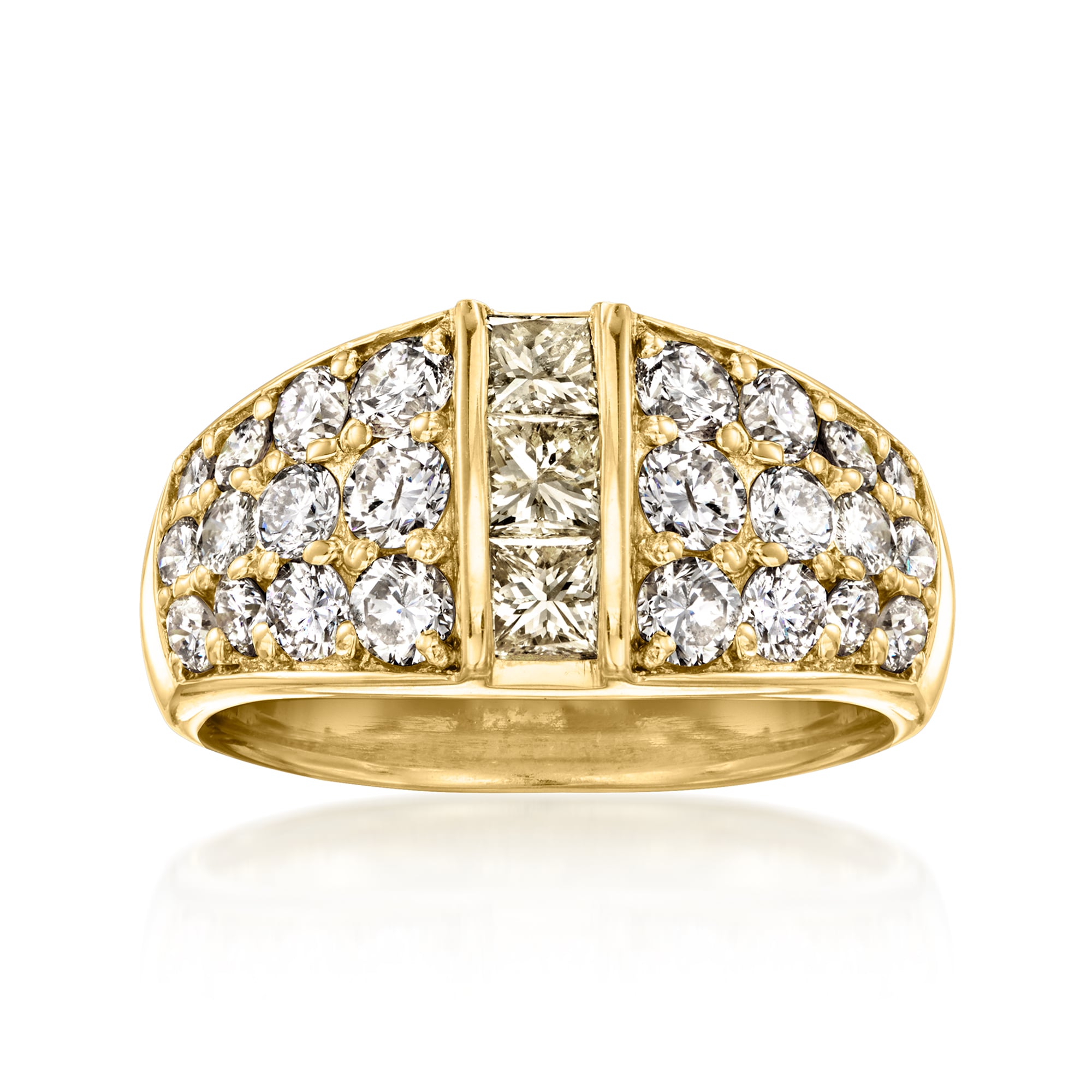 C. 1990 Vintage 1.80 ct. t.w. Diamond Two-Row Ring in 18kt Yellow