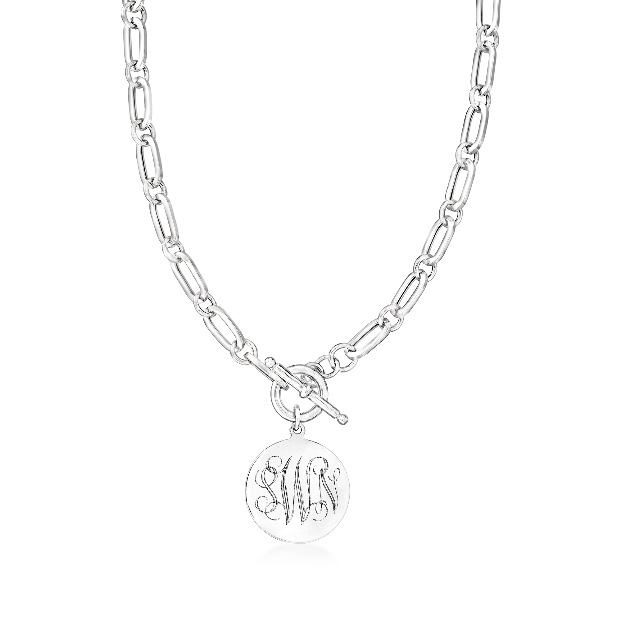 Keti Sorely Designs Sterling Silver Monogram Necklace on Toggle Chain 16 inch
