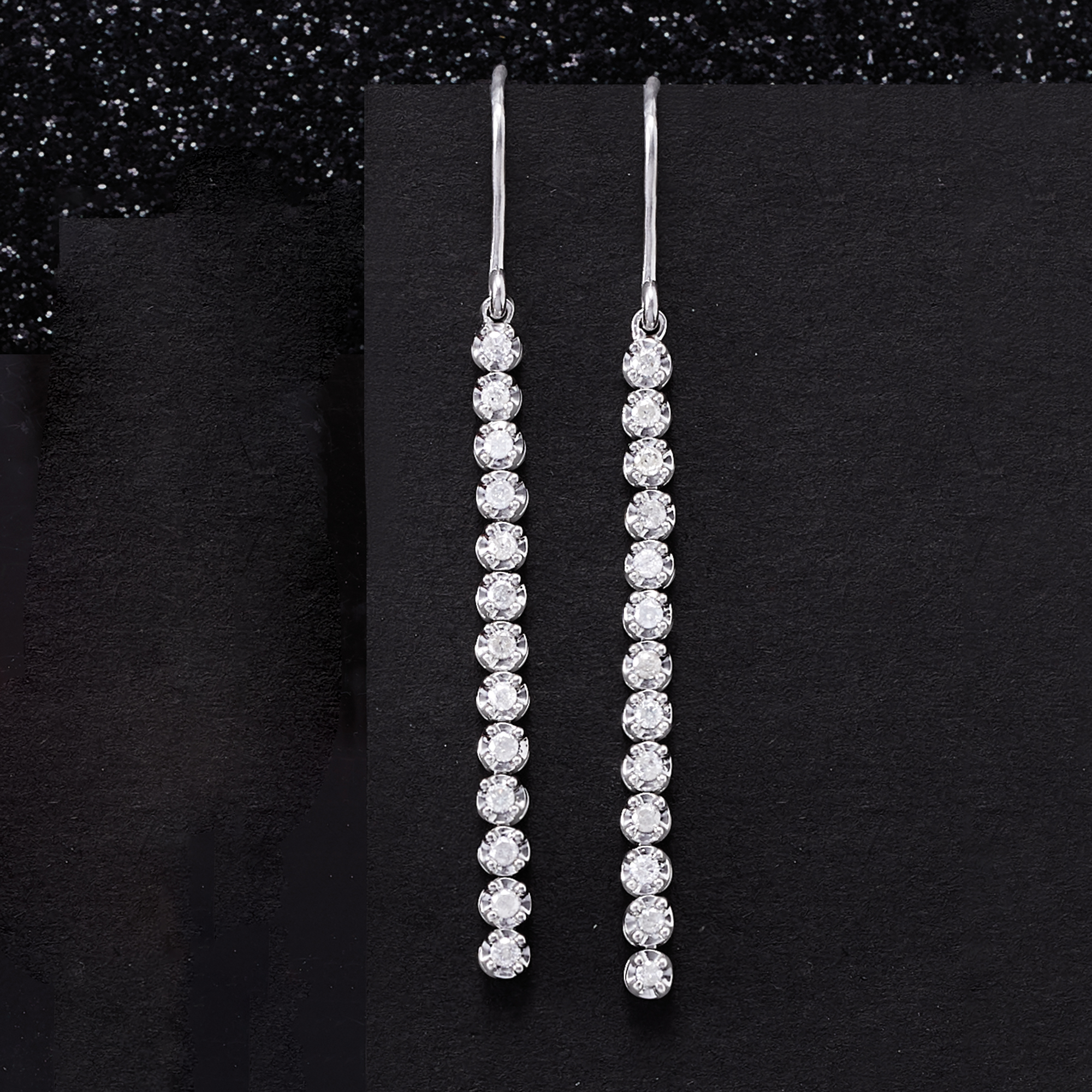 [COLD FRAME] ☆ / SILVER DIAMOND TENNIS DROP EARRINGS TENNIS Drop Earrings, Silver 925 With Cubic Zirconia, Tennis