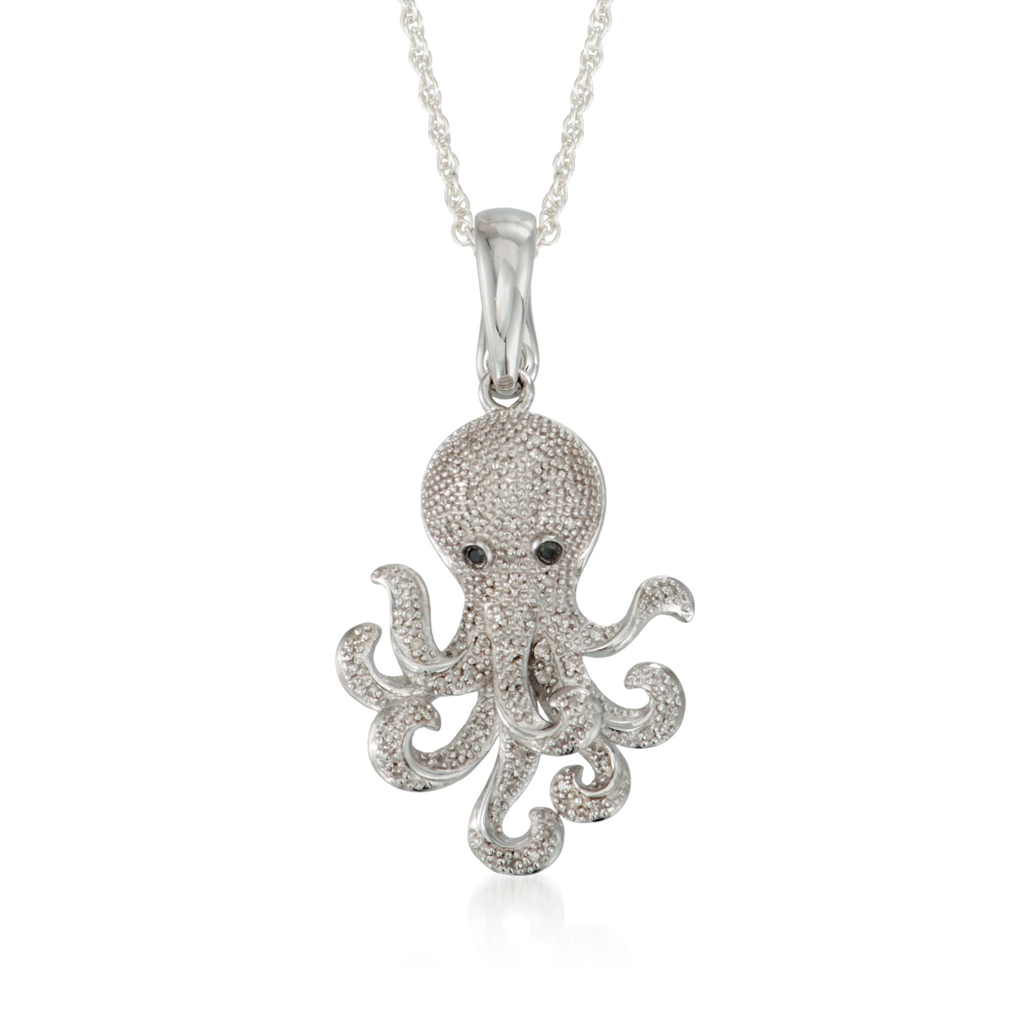 15 ct. t.w. Diamond Octopus Pendant Necklace in Sterling Silver