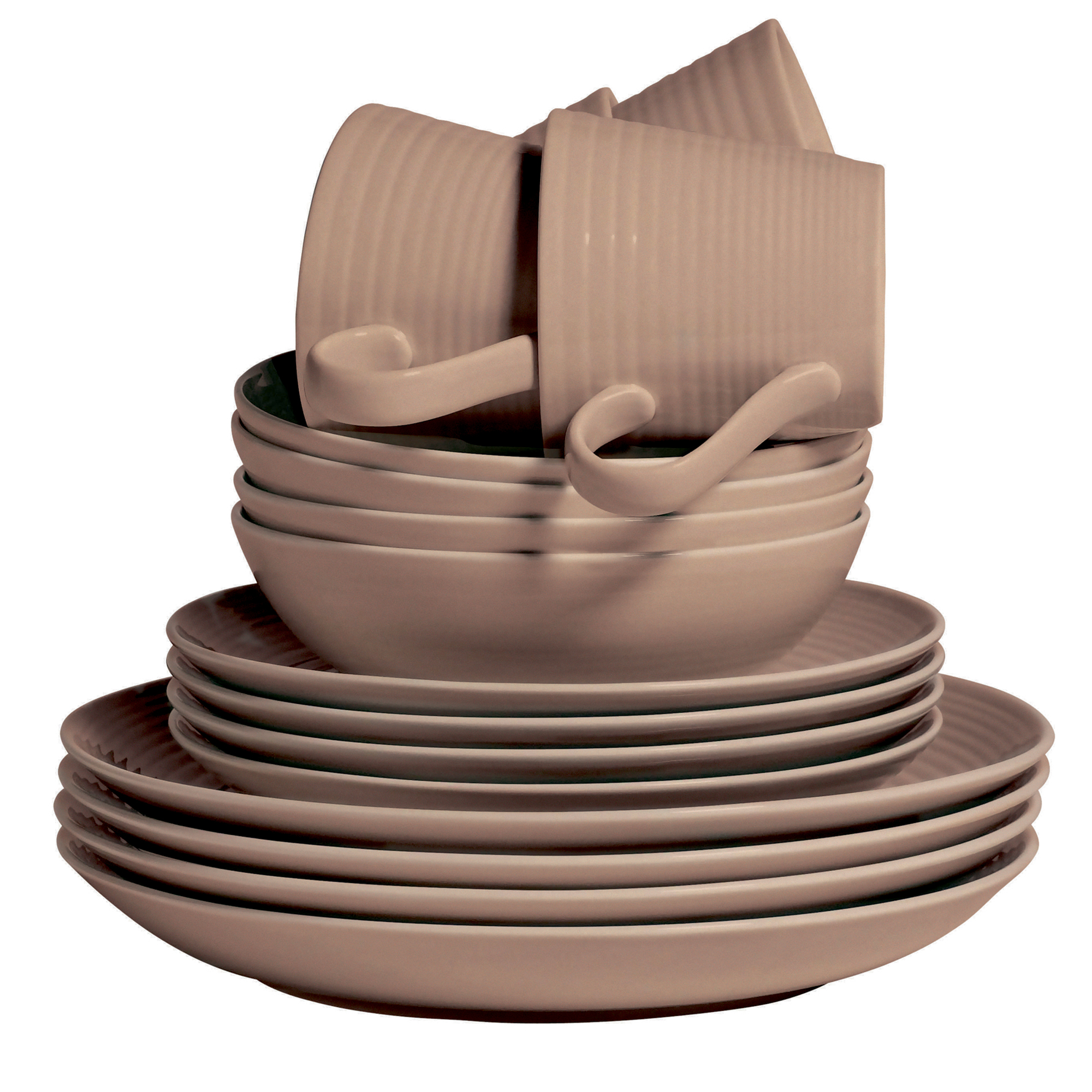 Gordon Ramsay for Royal Daulton "Maze" 16pc. Taupe Dinnerware Set