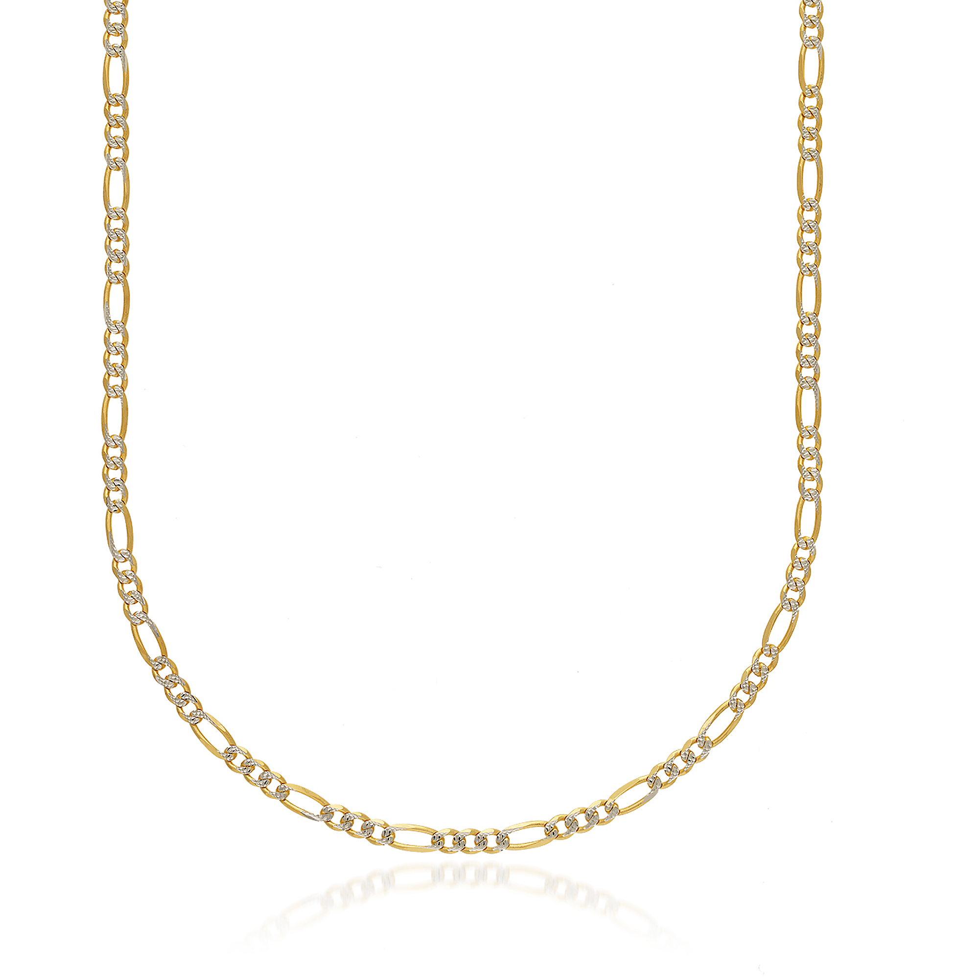 T&T 7mm Two-Tone Gold Stainless Steel Figaro 3+1 Chain Necklace C134 