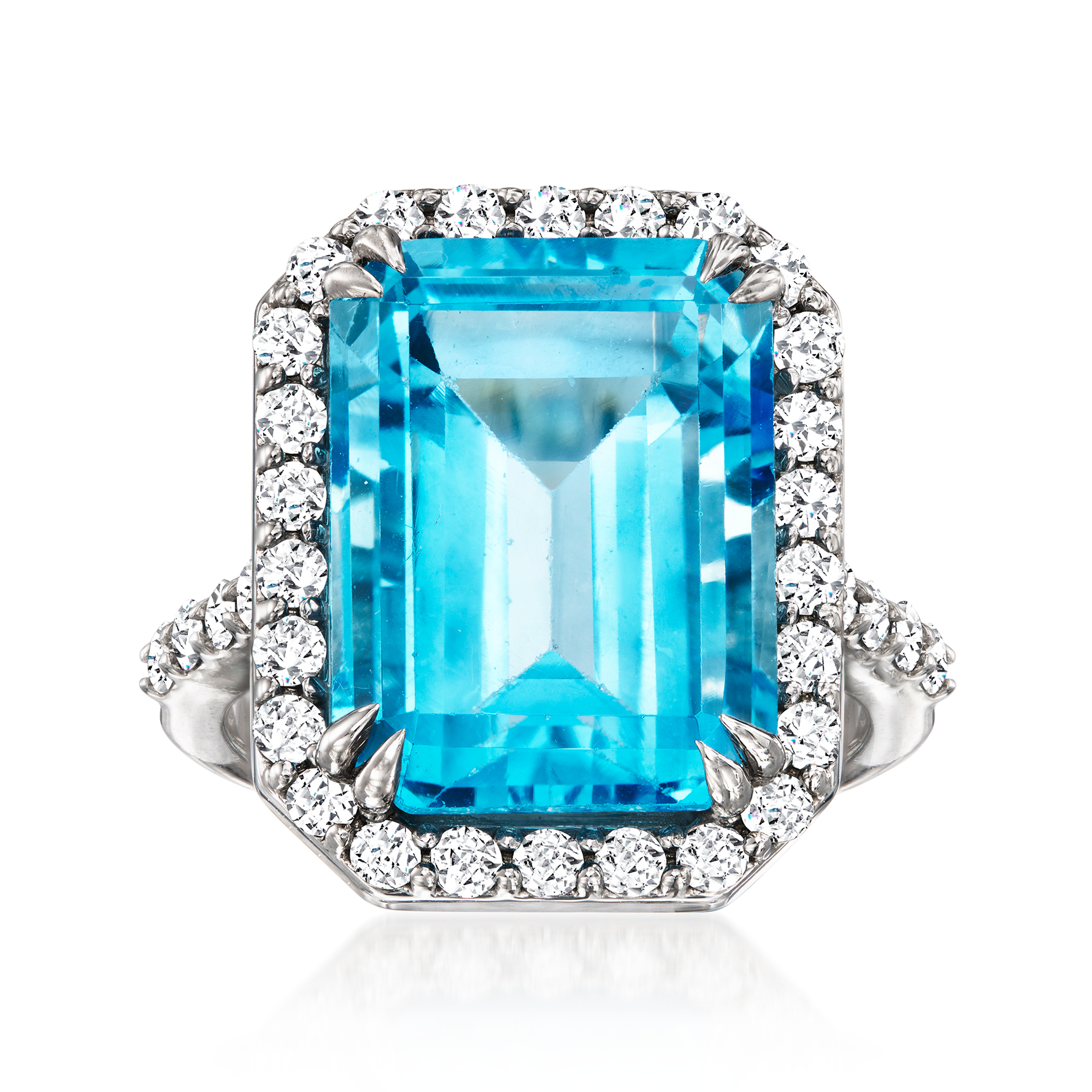 C. 1990 Vintage 15.50 Carat Swiss Blue Topaz Ring with 1.25 ct