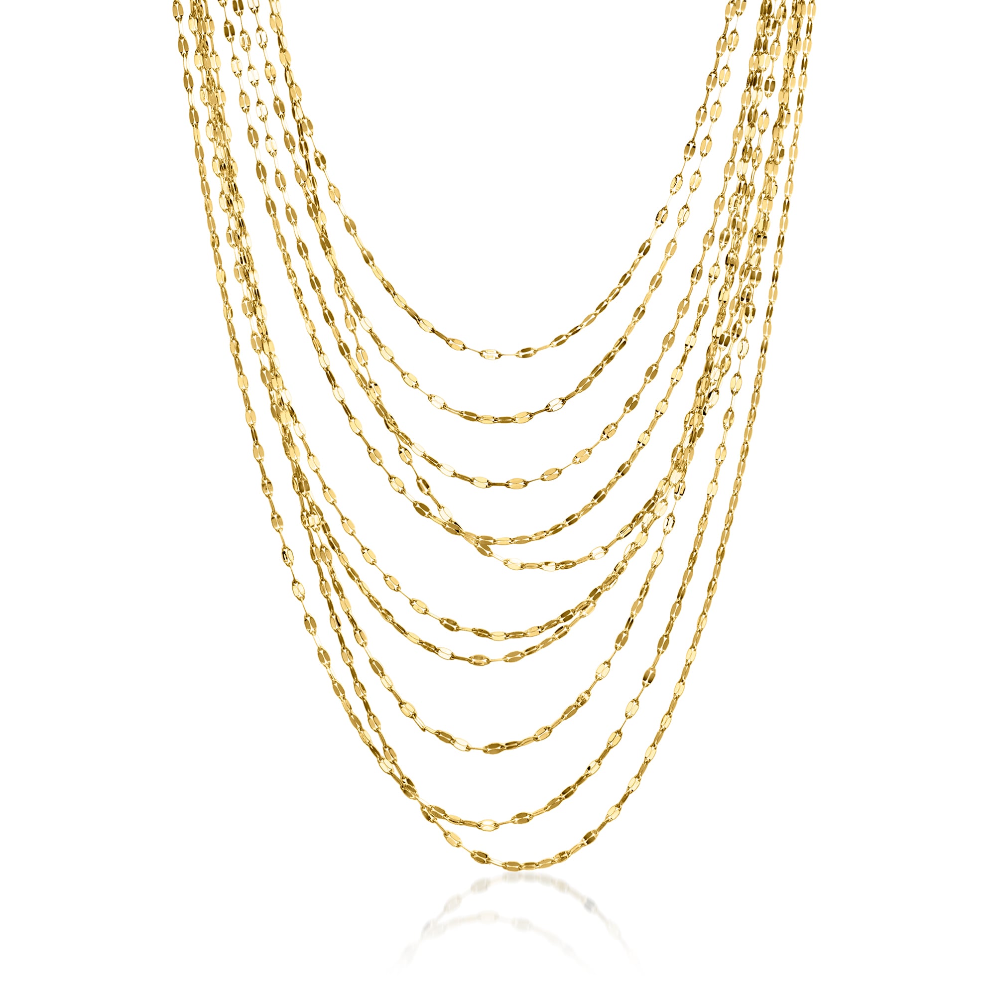 14kt Yellow Gold-Plated Multi-Strand Lumachina-Chain Necklace