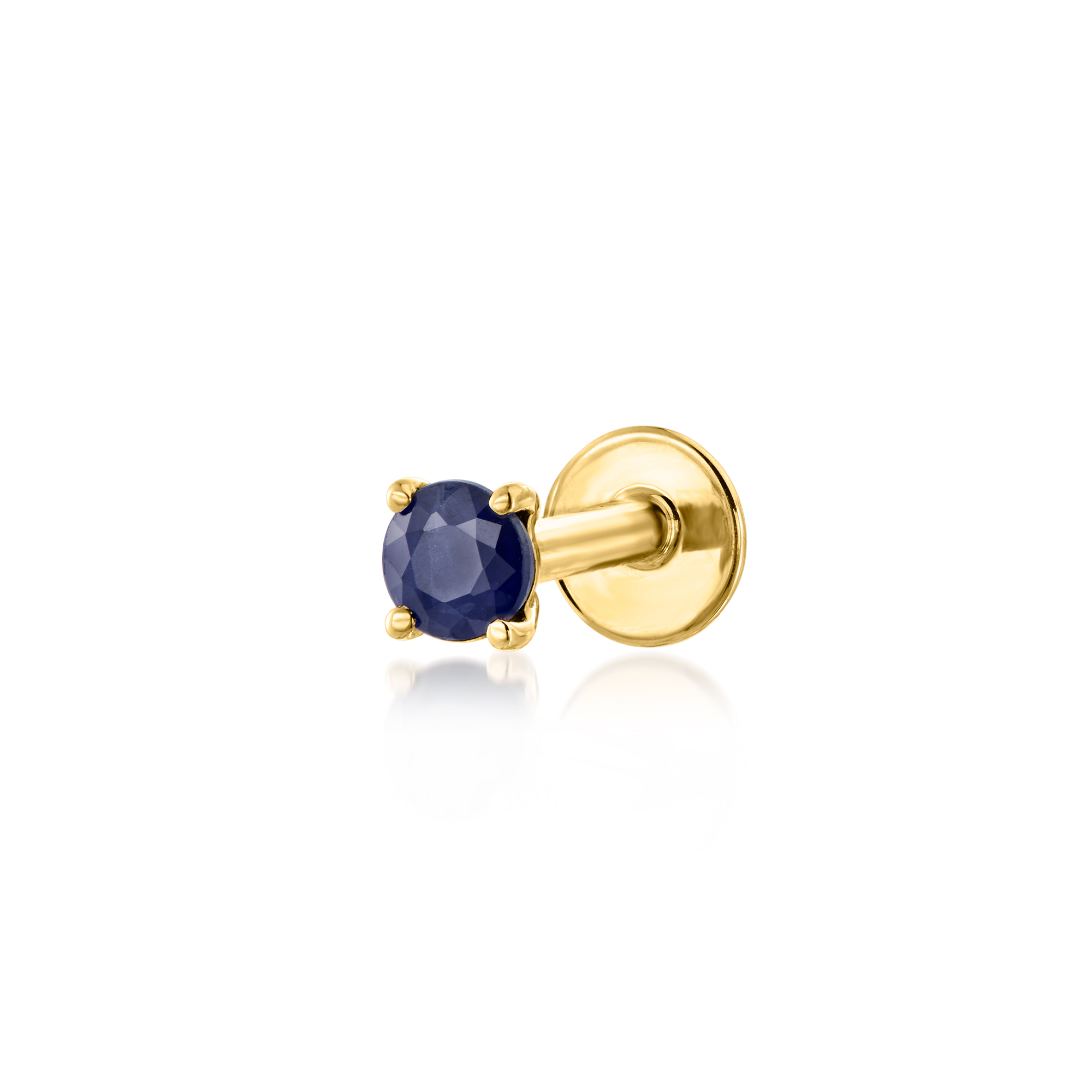 10 Carat Sapphire Single Flat-Back Stud Earring in 14kt Yellow