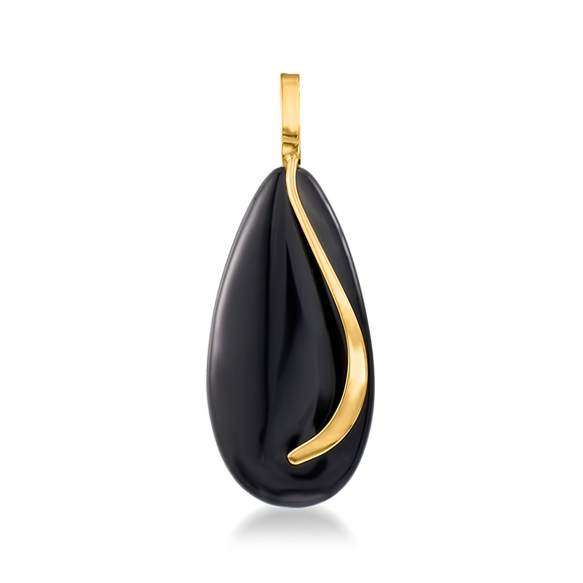 MORELLATO 2904 １POINT GOLD ONYX ALMOND MOTIFS NECKRACE Italian Onyx Bead Rosary Necklace in 18kt Yellow Gold