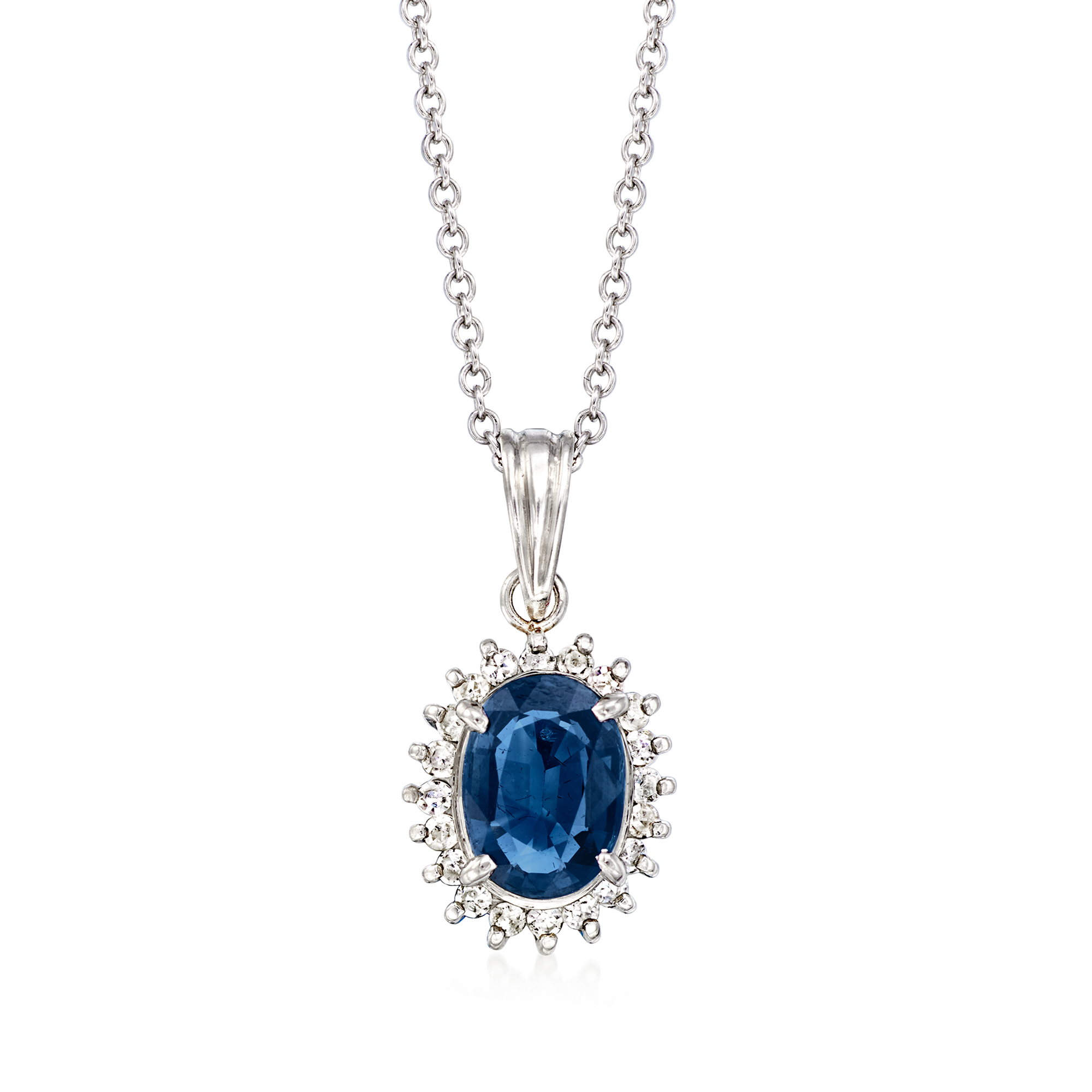 C. 1980 Vintage .60 Carat Sapphire Pendant Necklace with .10 ct