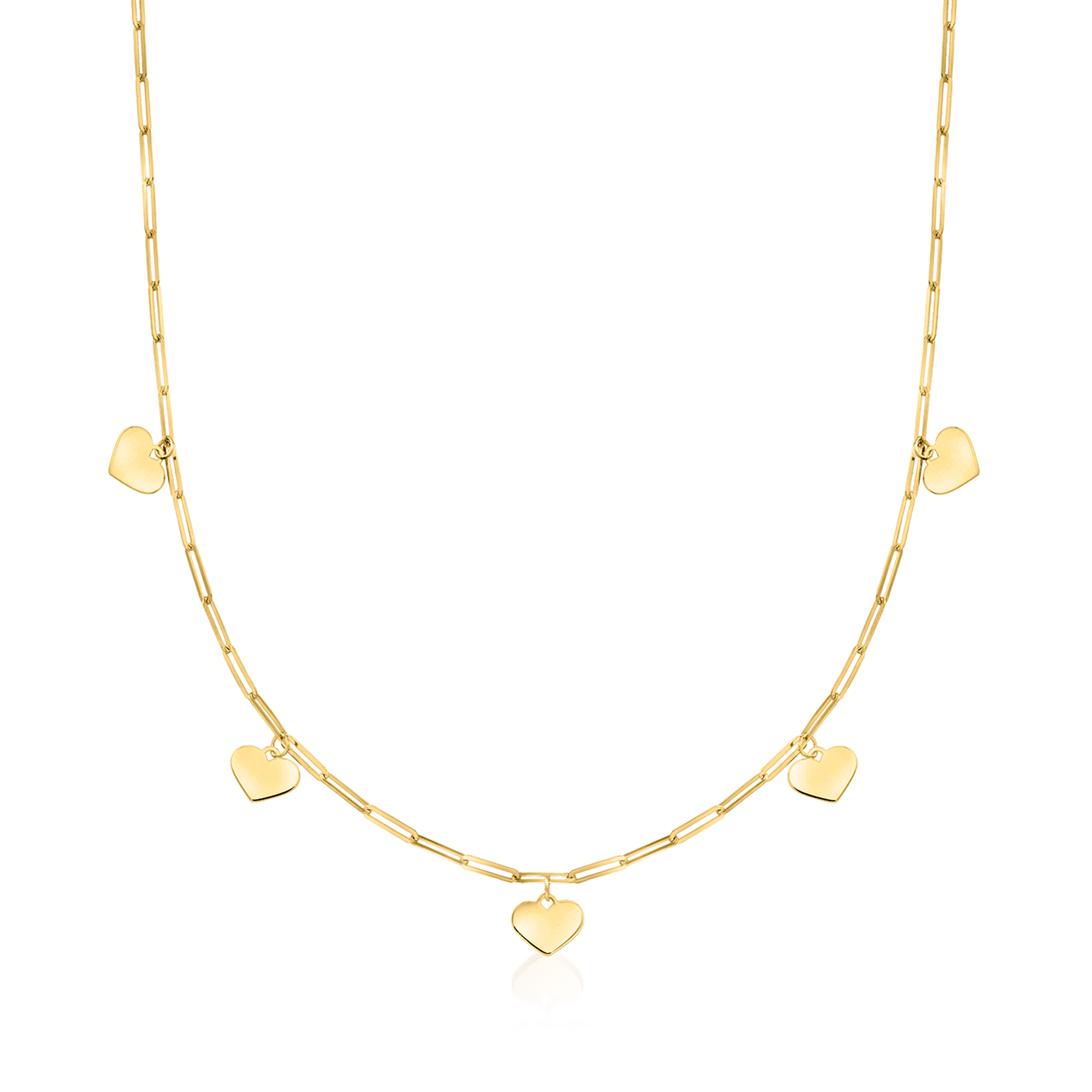 Italian 14kt Yellow Gold Heart Charm Paper Clip Link