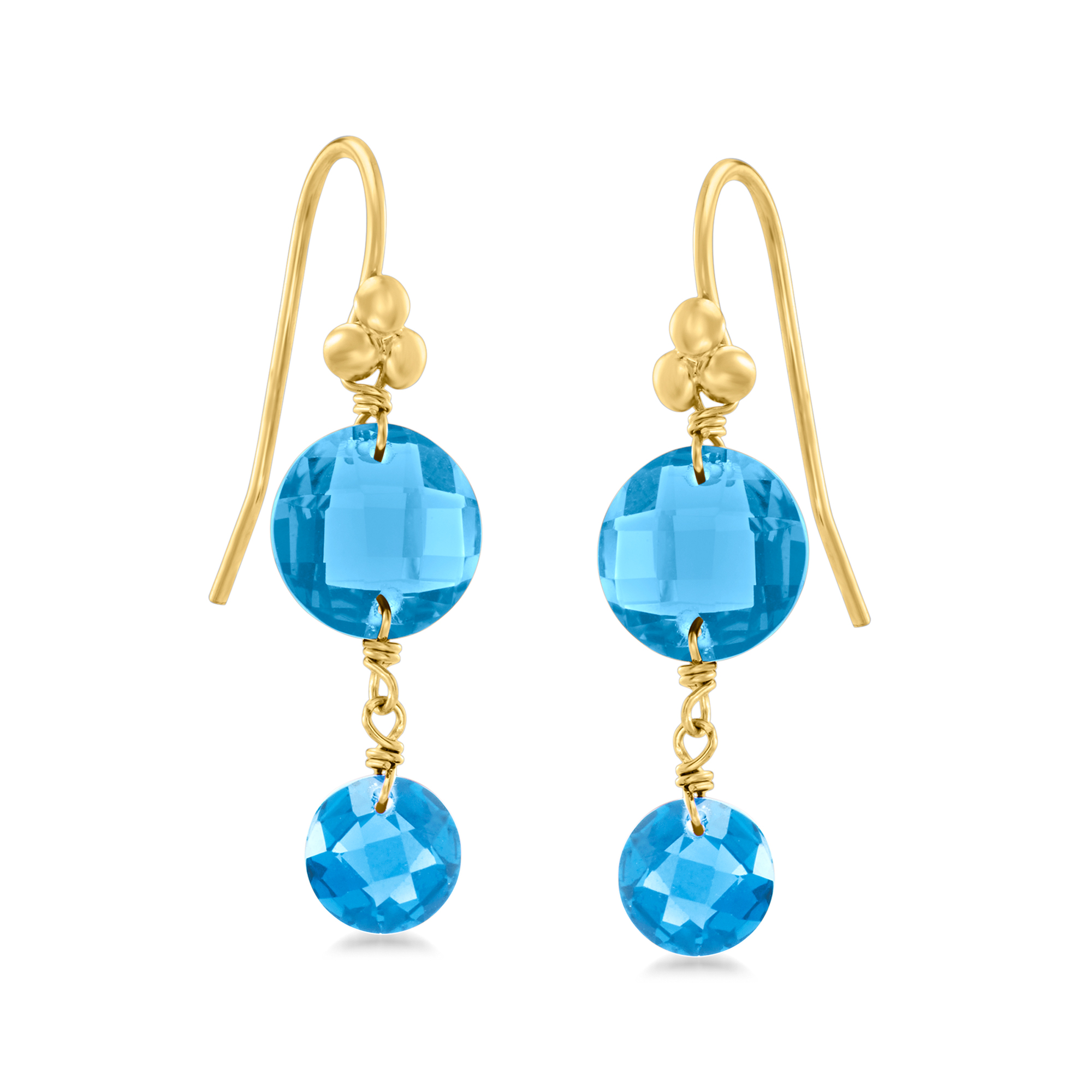 7.25 ct. t.w. Swiss Blue Topaz Double-Drop Earrings in 14kt