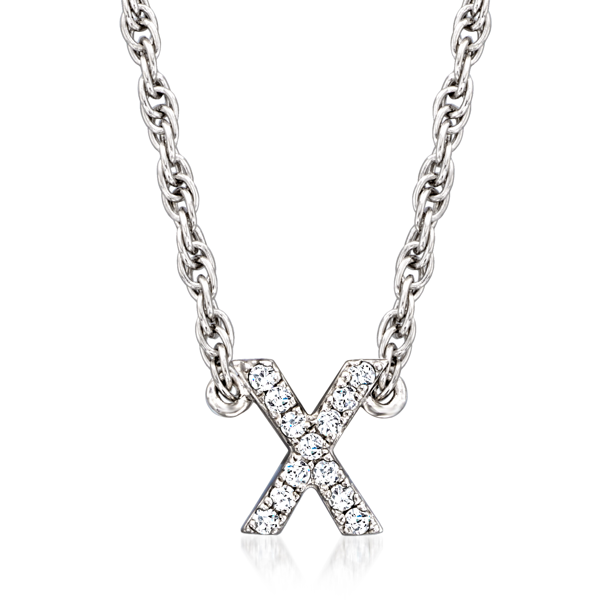Diamond Lowercase Mini Initial Necklace in Sterling Silver