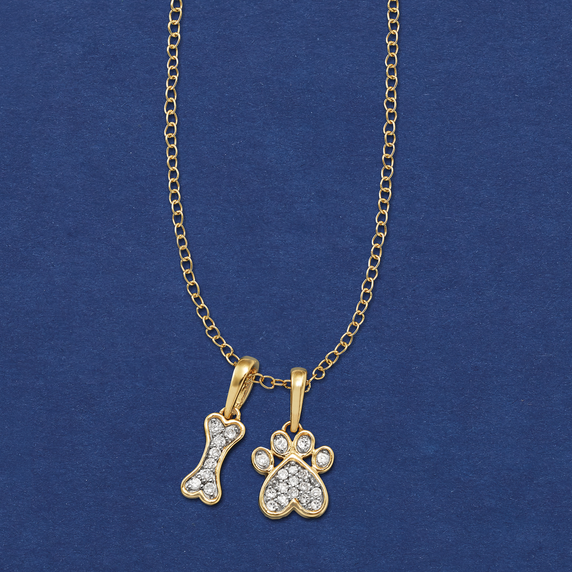 10 ct. t.w. Diamond Dog Bone and Paw Pendant Necklace in 14kt