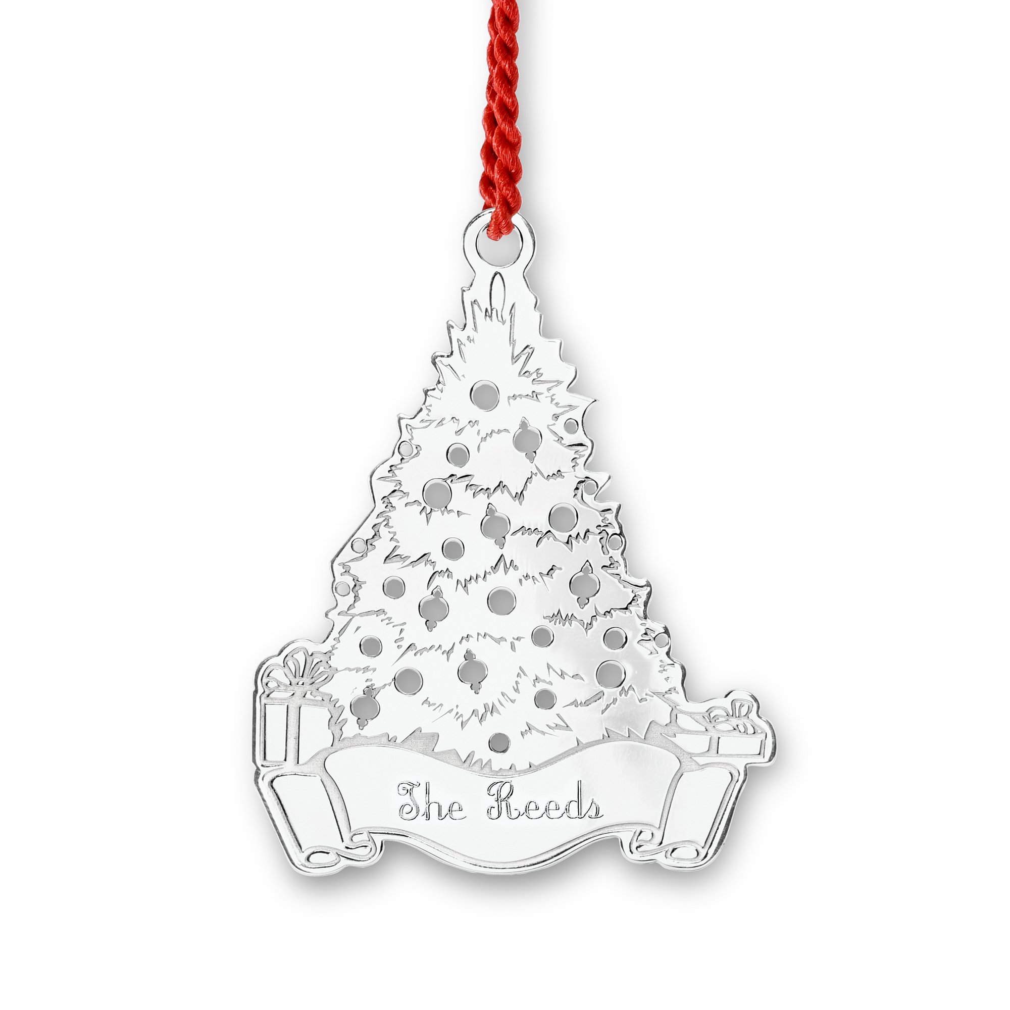 Sterling Silver Personalized RhodiumPlated Christmas Tree Ornament