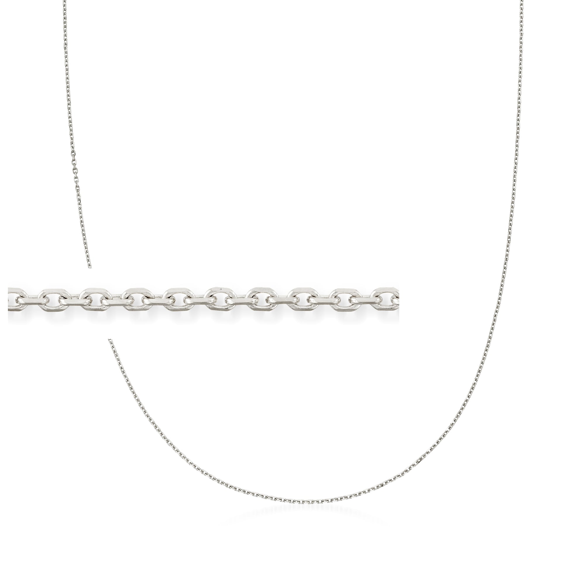 1.1mm 14kt White Gold Cable-Chain Necklace. 18