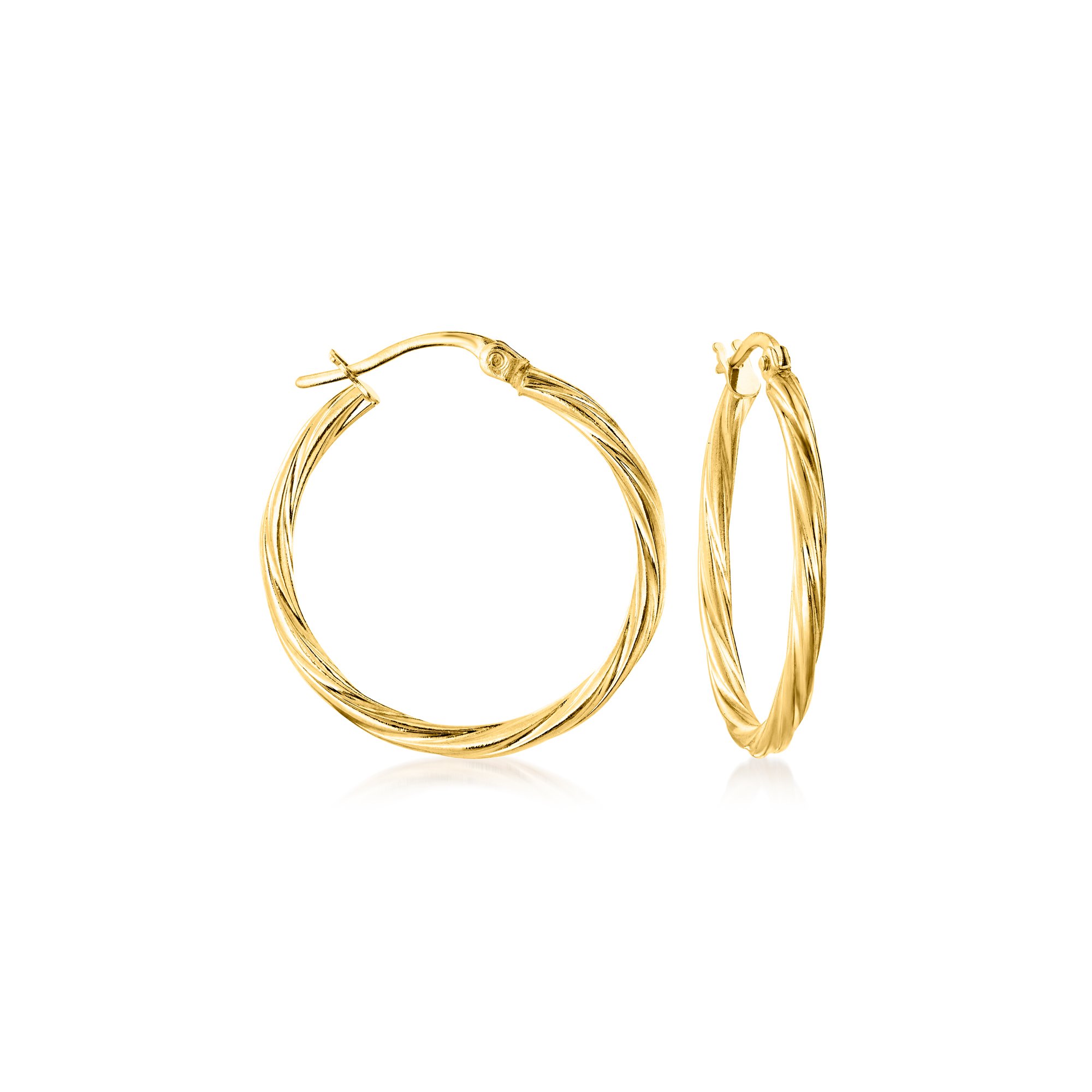 Italian 14kt Yellow Gold Twisted Hoop Earrings. 1